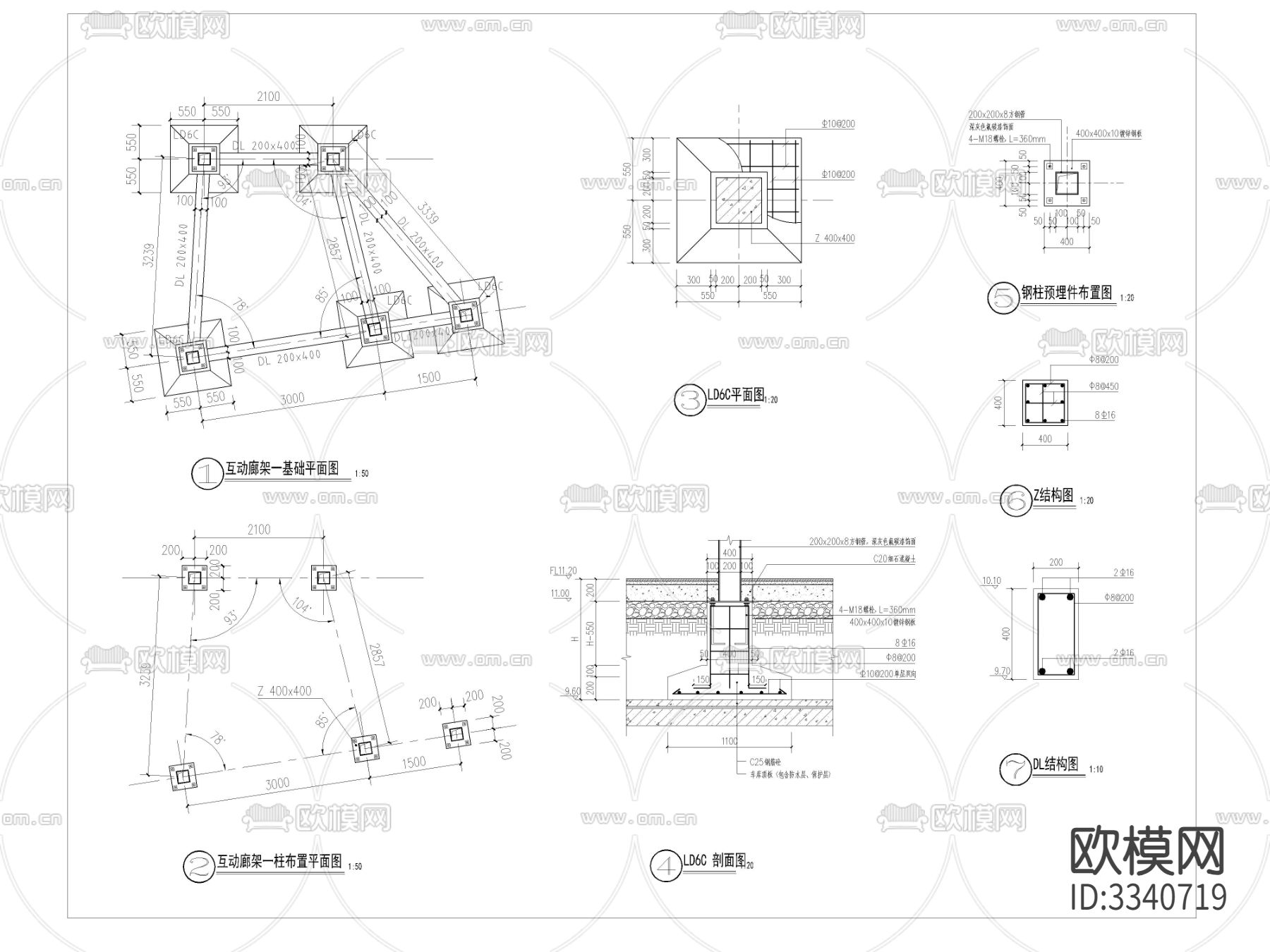 廊架cad大样图下载（渲染图1）