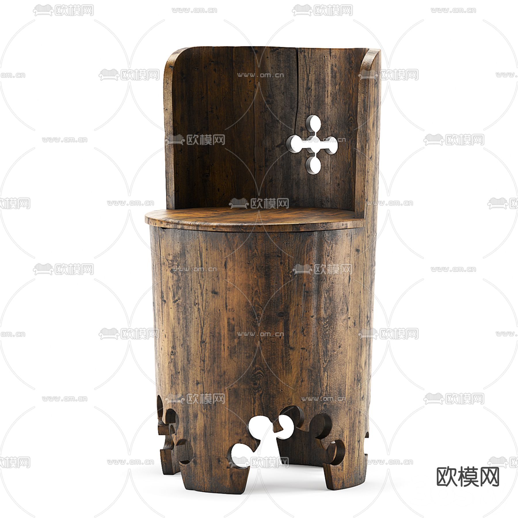 Monastery民族风椅子 餐椅 木椅3d模型下载（渲染图2）