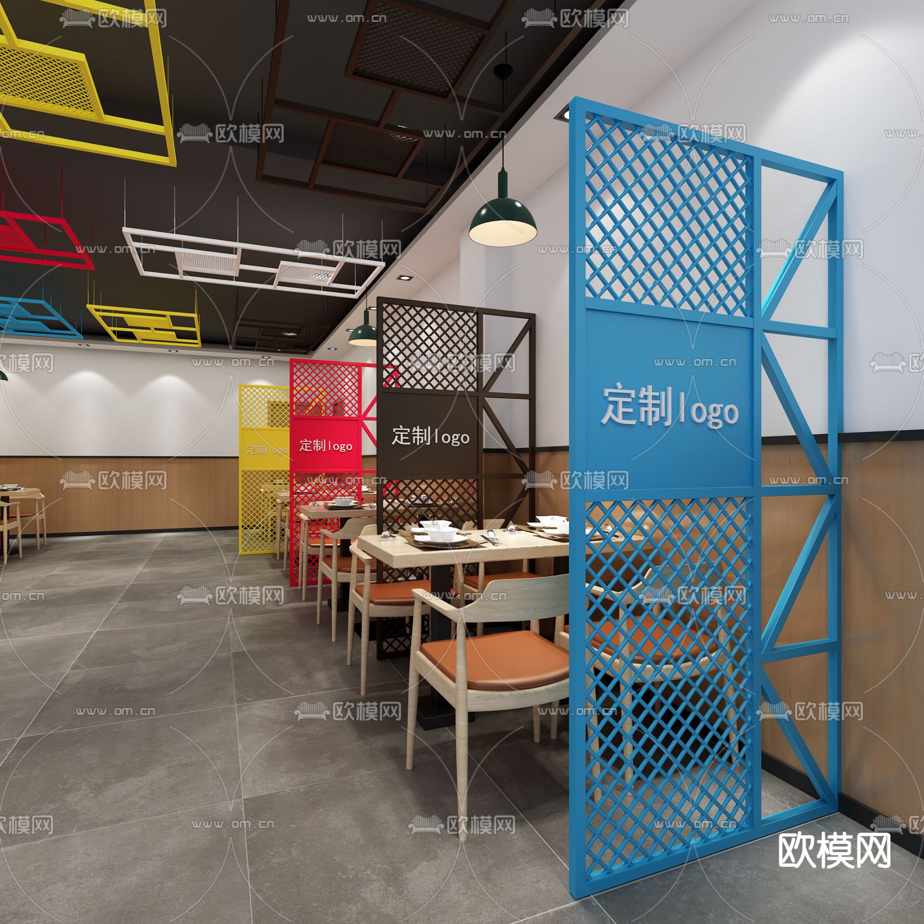 工业风快餐厅3d模型下载（渲染图3）