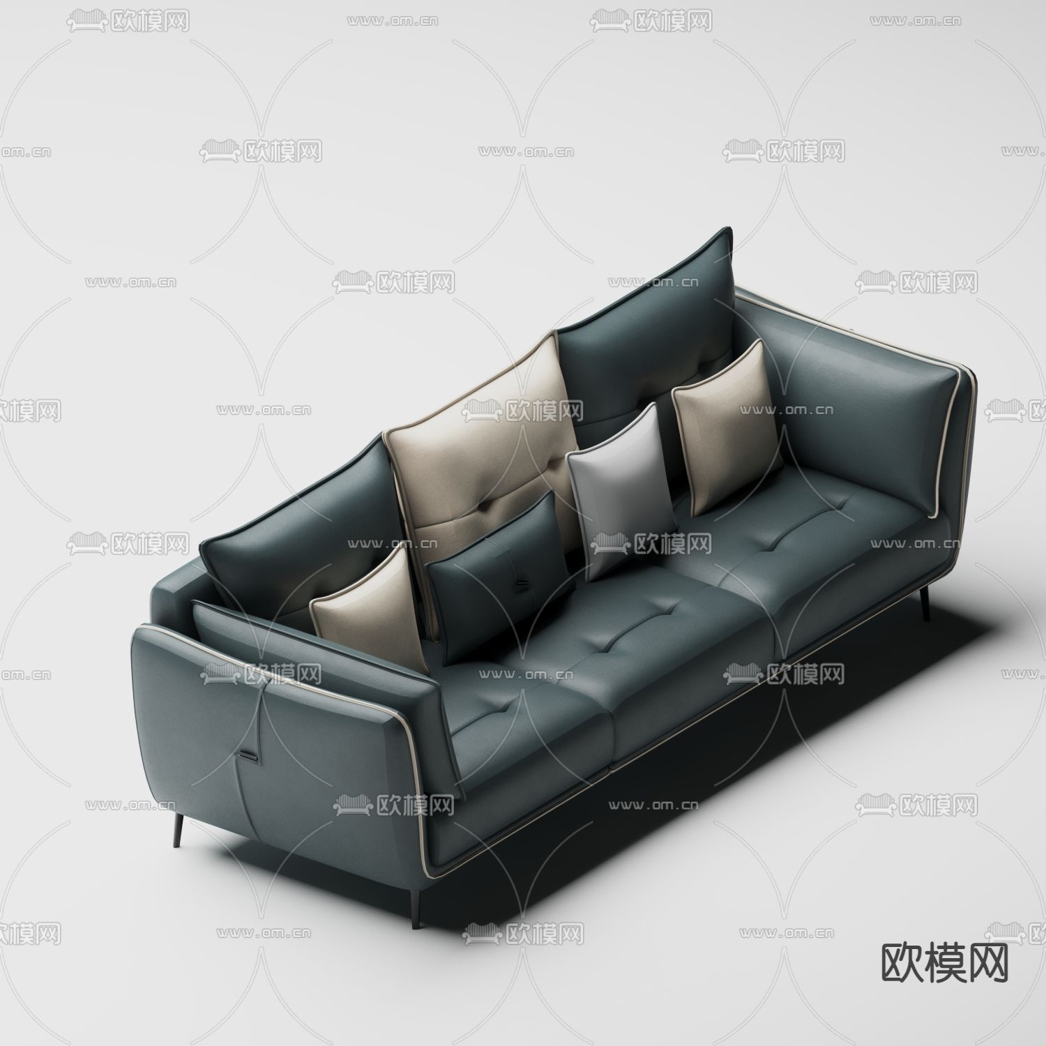 简欧沙发 三人沙发3d模型下载（渲染图2）