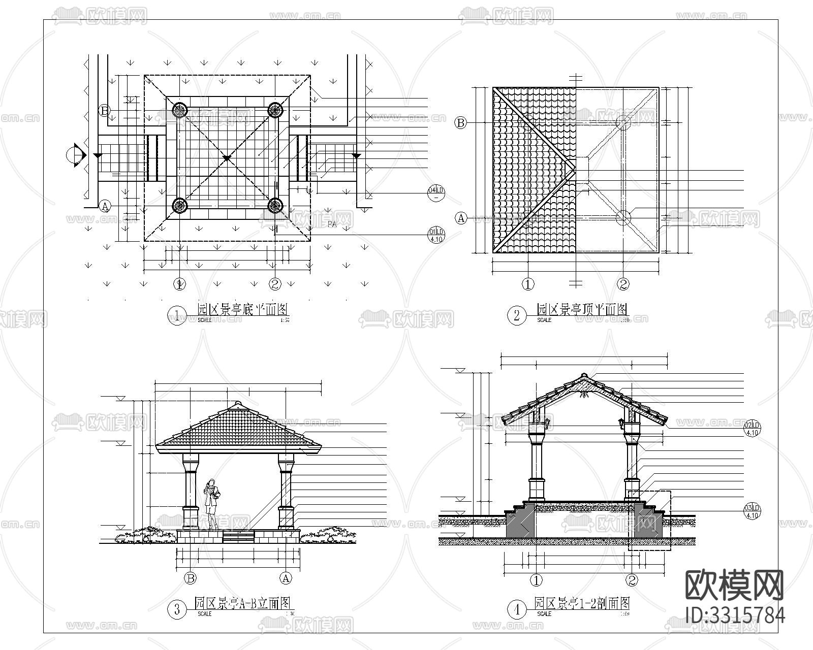 园区景亭cad大样图下载（渲染图1）
