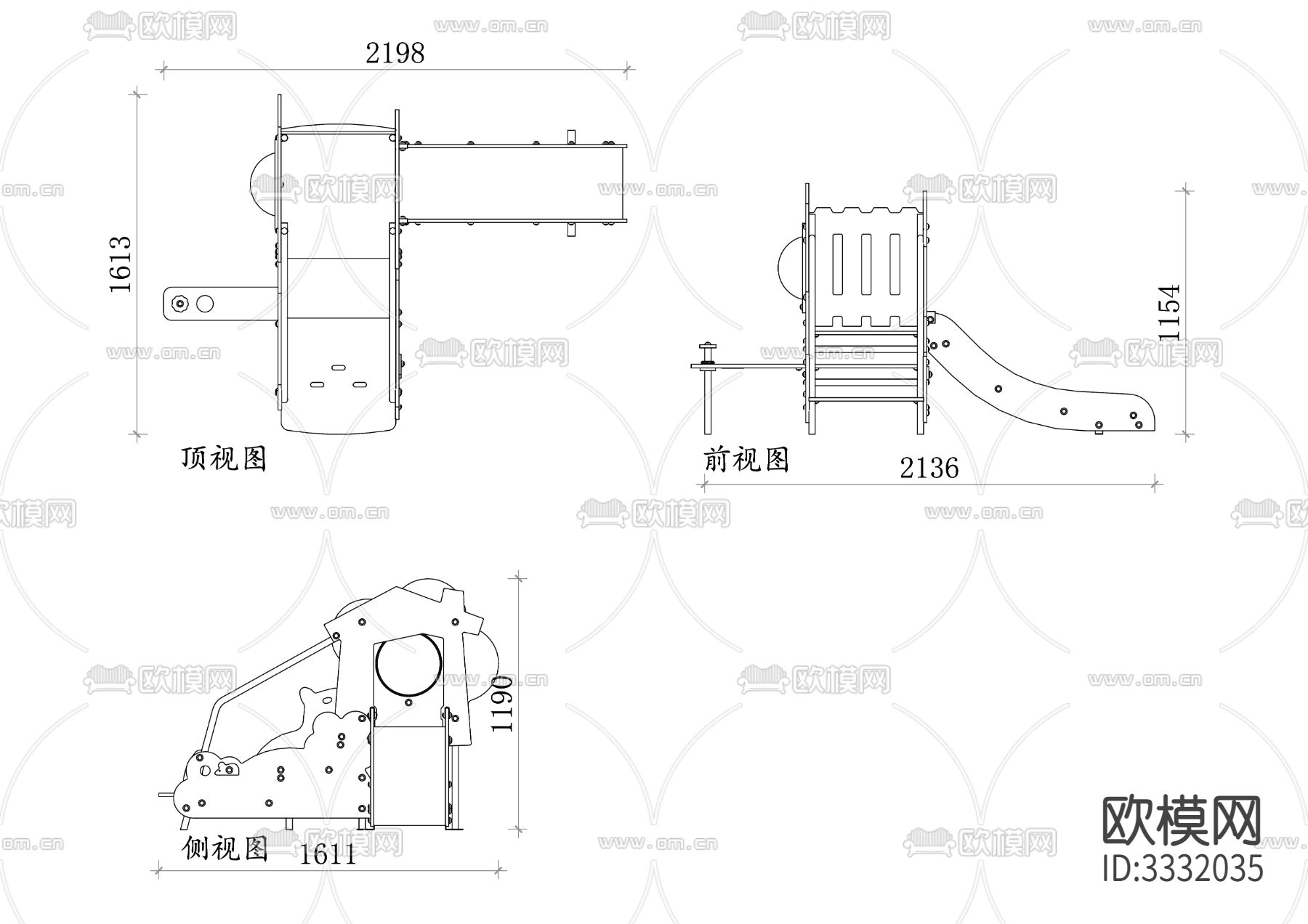 塑料材质儿童滑梯cad大样图下载