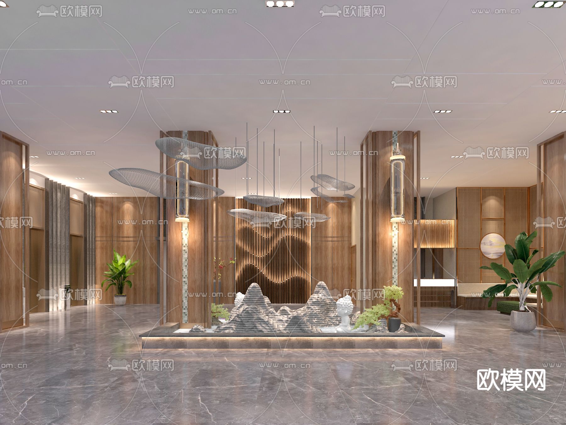 现代足疗店 洗浴会所免费3d模型下载（渲染图1）