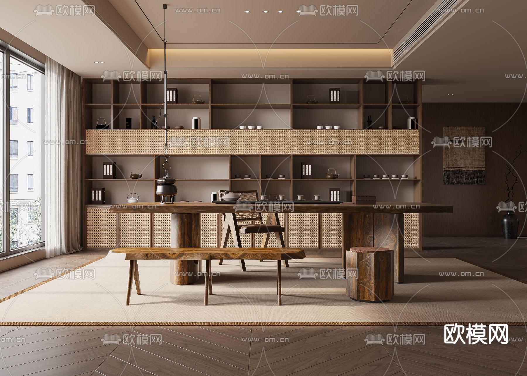 侘寂风茶室3d模型下载