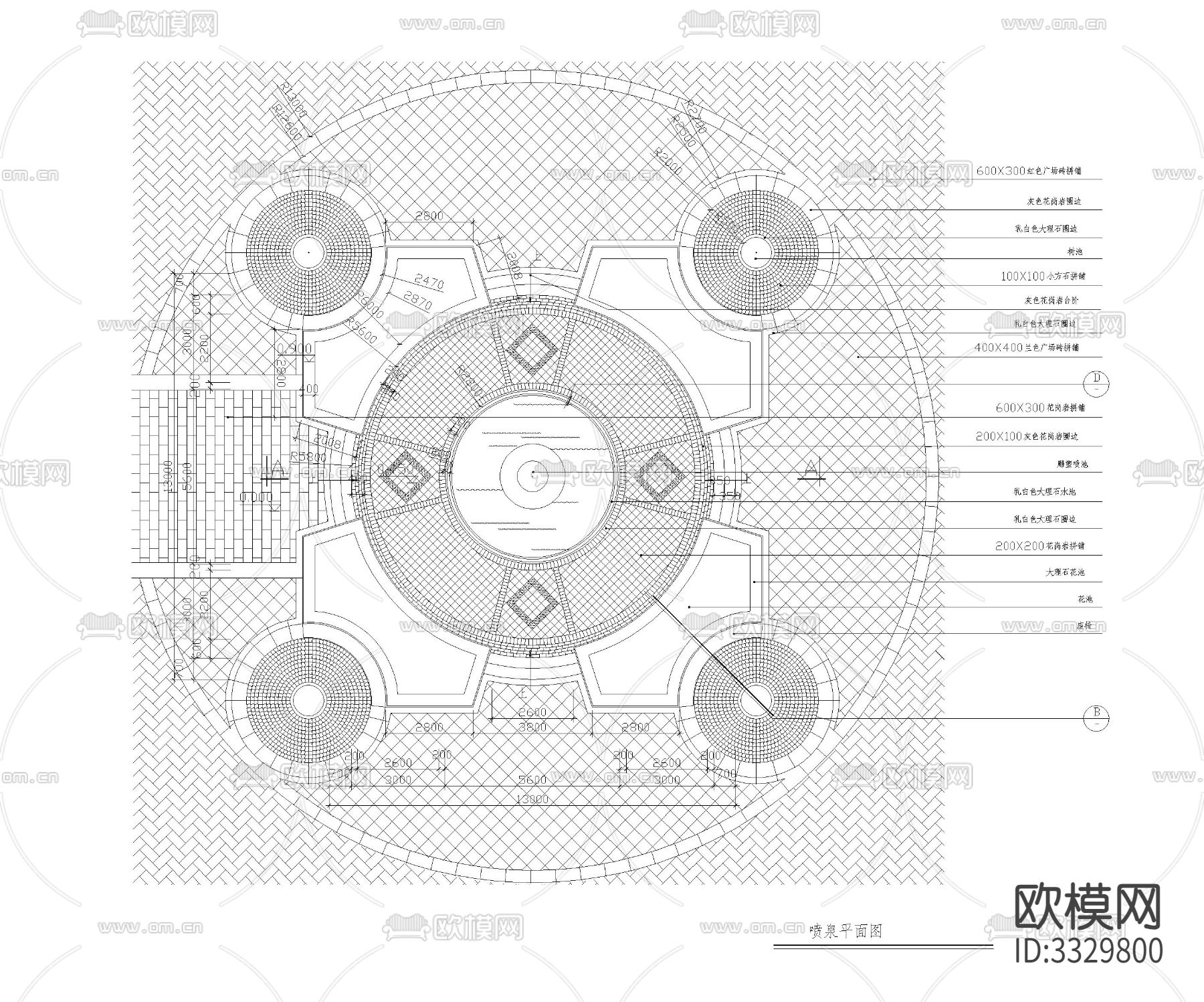 喷泉详图cad大样图下载（渲染图2）