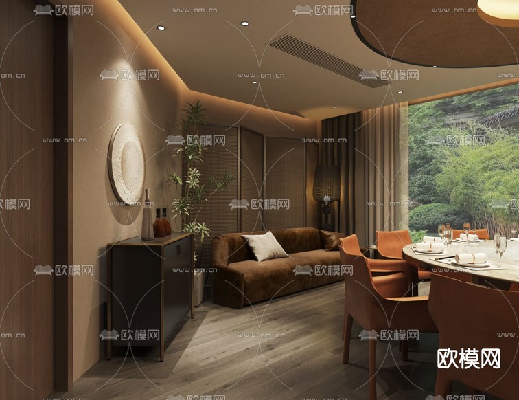中餐厅包房 酒店包厢3d模型下载(渲染图3)