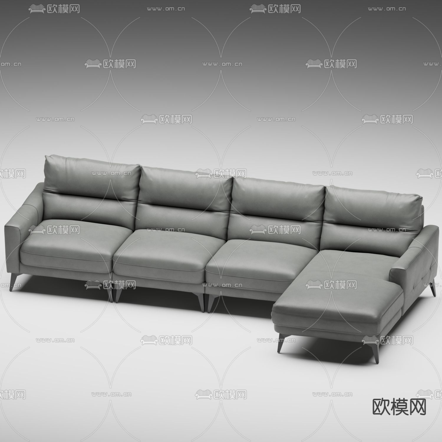 转角沙发 皮革沙发3d模型下载（渲染图1）