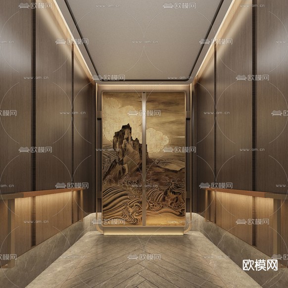 酒店电梯轿厢3d模型下载