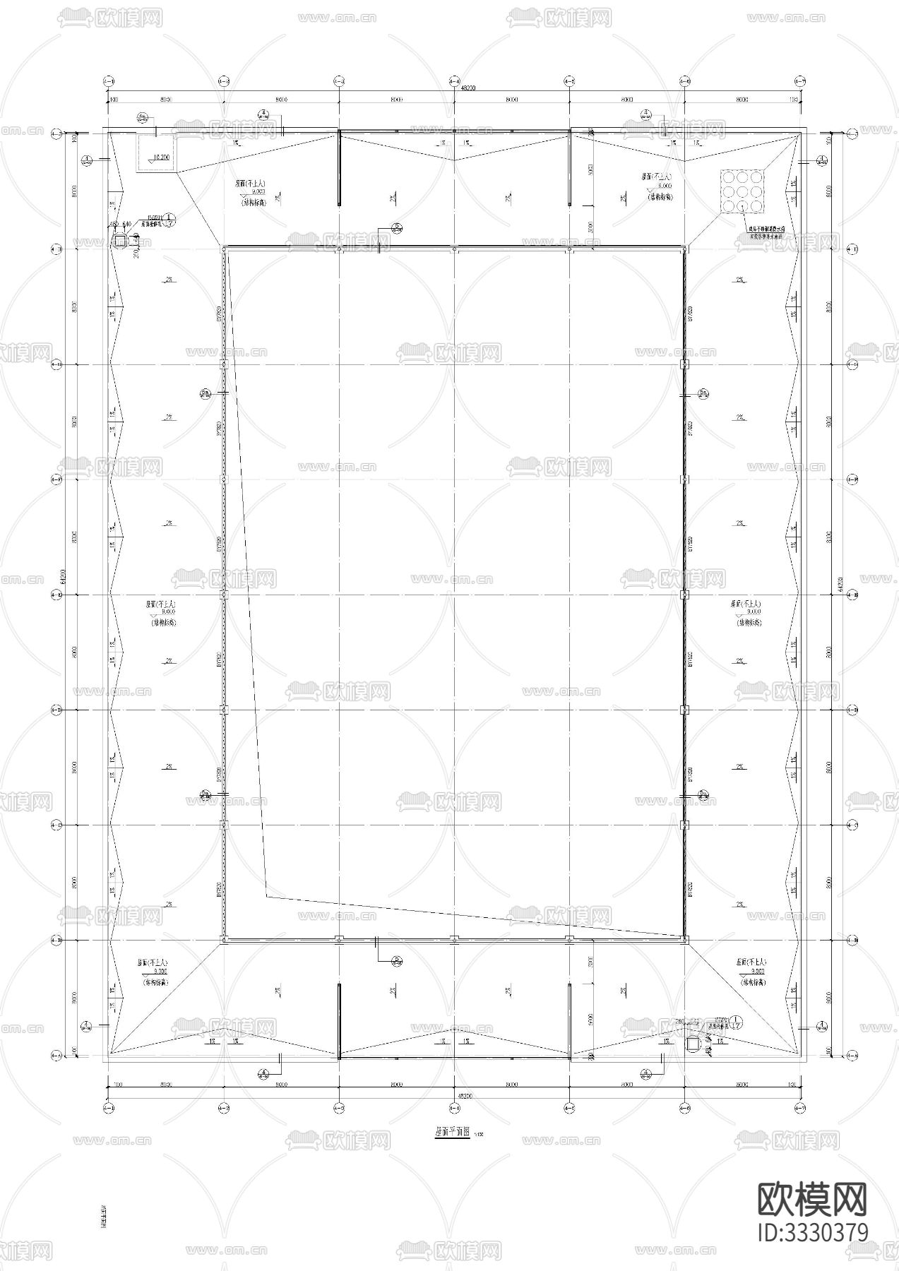 农贸市场大棚建cad施工图下载（渲染图4）