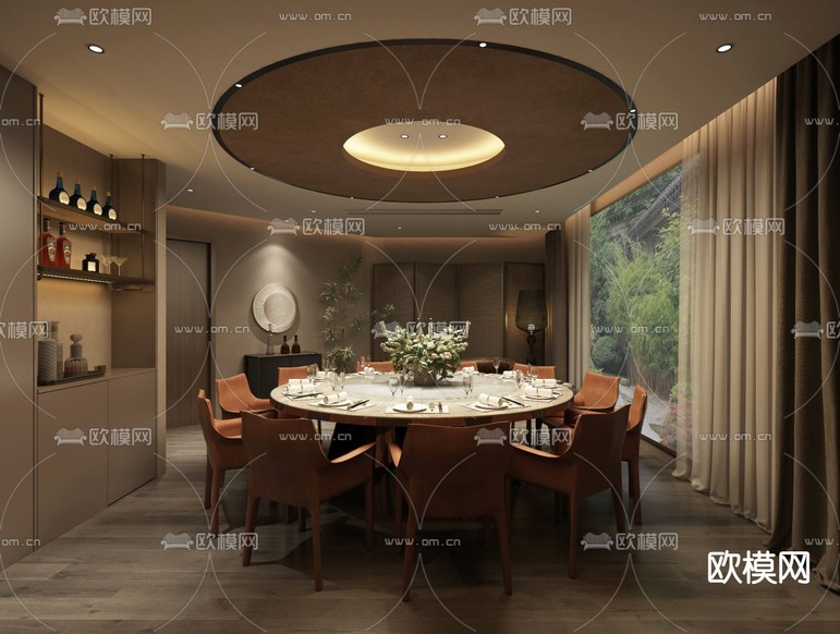 中餐厅包房 酒店包厢3d模型下载(渲染图1)