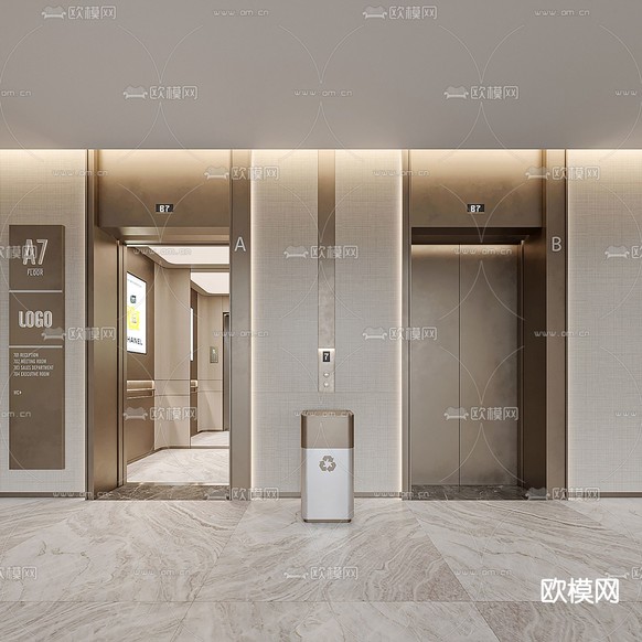 电梯间 电梯厅3d模型下载