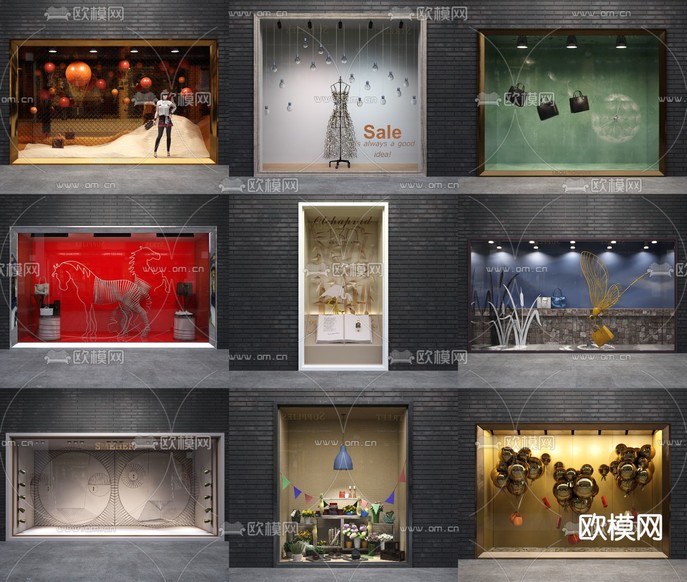 商业橱窗 店铺橱窗 古铺橱窗3d模型下载