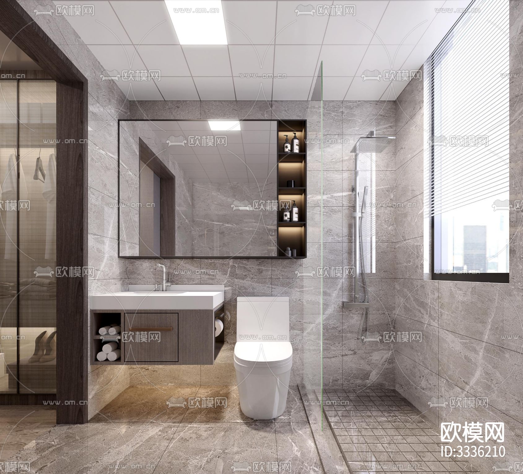 矩阵纵横-青岛天一仁和样板房A户型+效果图cad施工图下载（渲染图4）