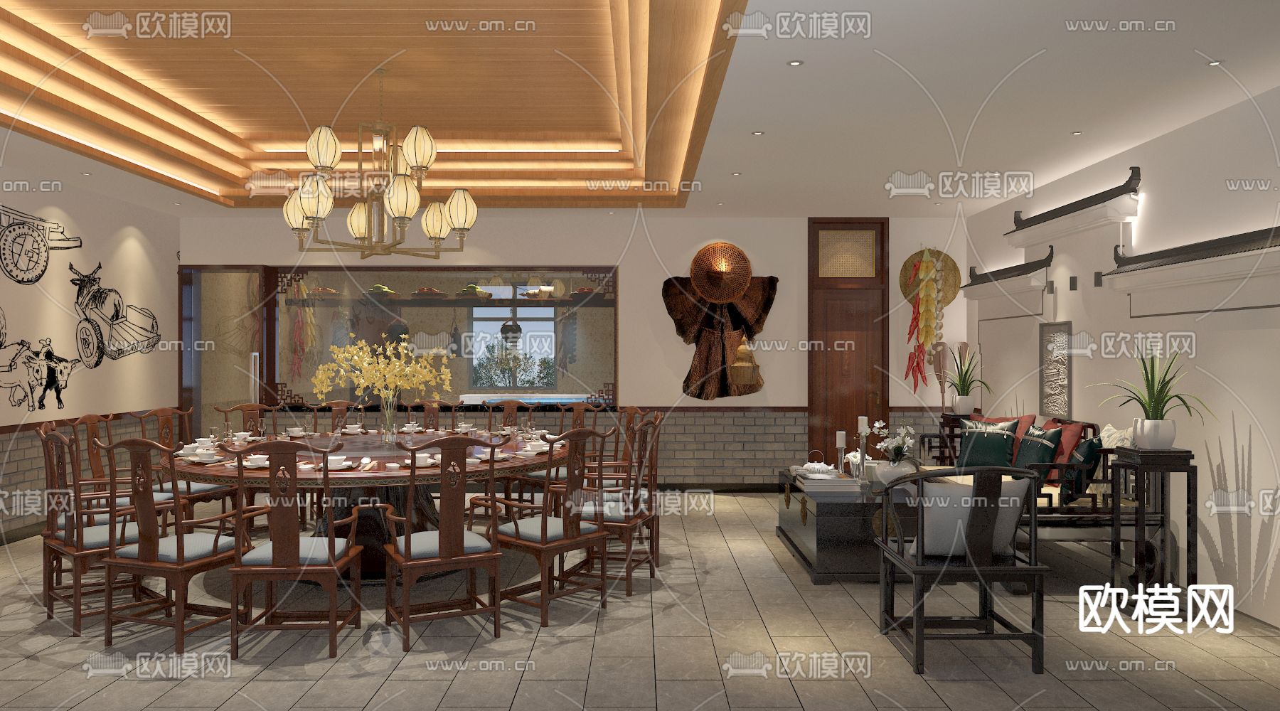 中餐厅包房 包厢免费3d模型下载