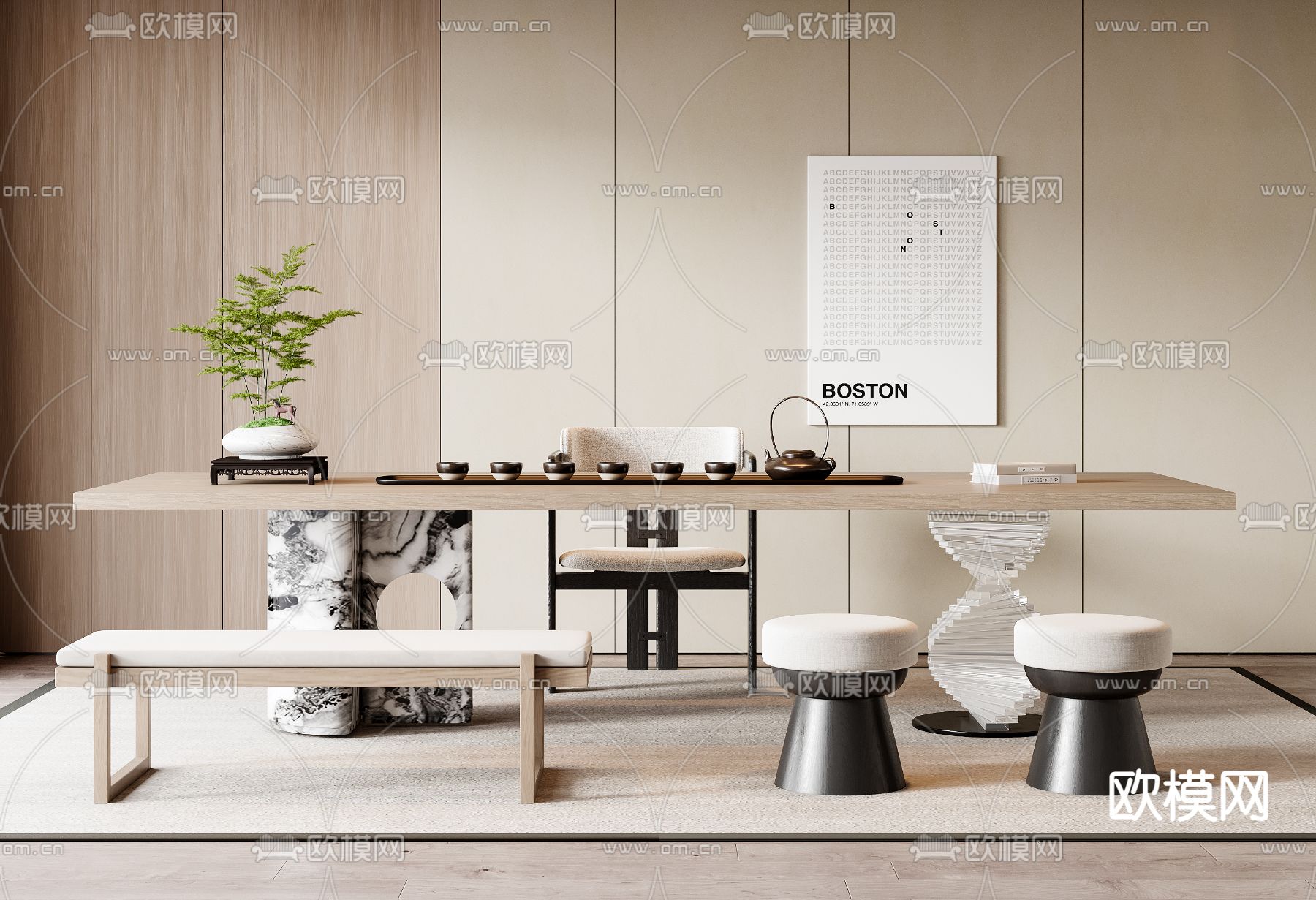 茶桌椅 茶台3d模型下载