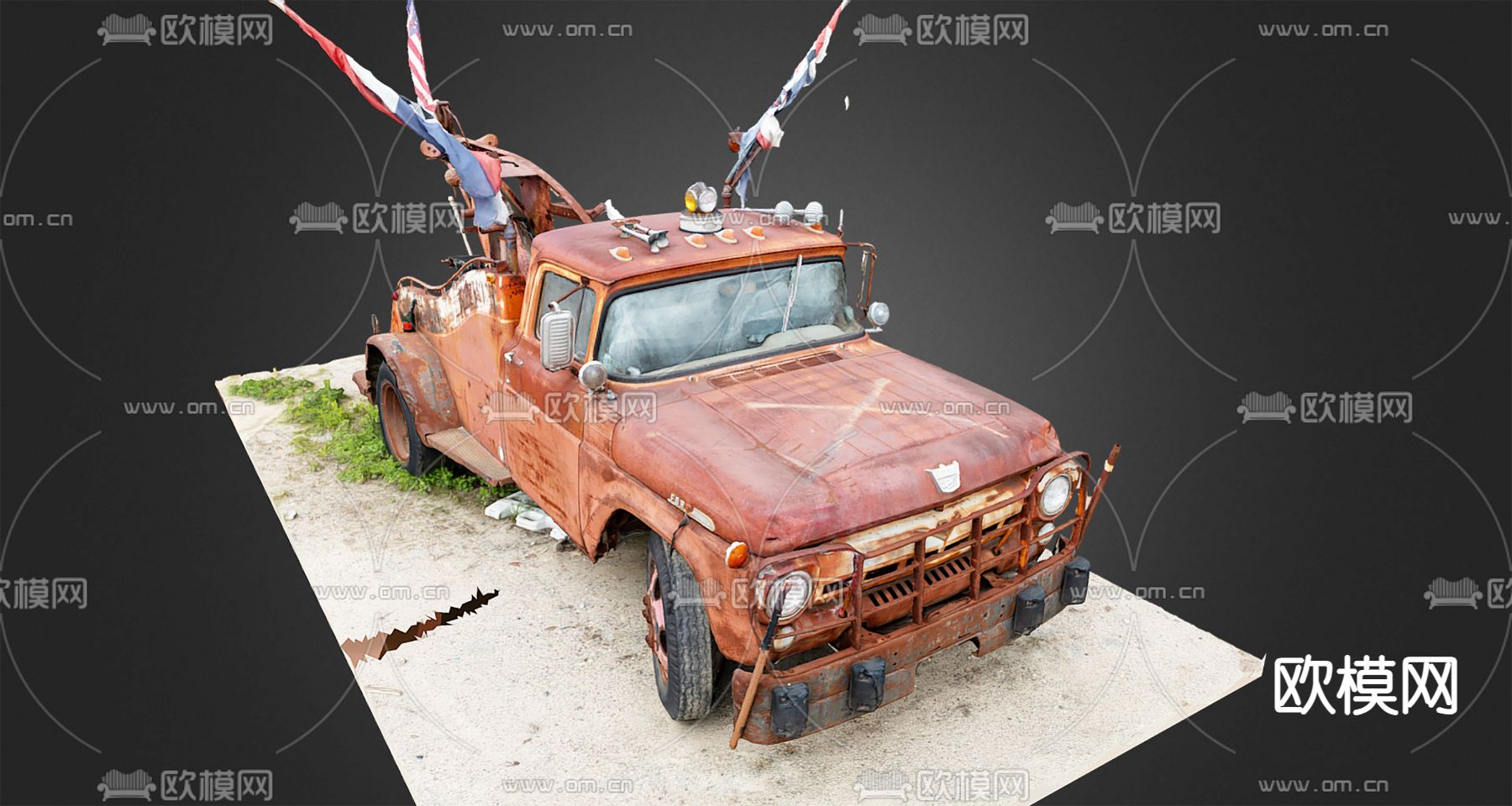 工业风汽车 卡车车头3d模型下载（渲染图1）