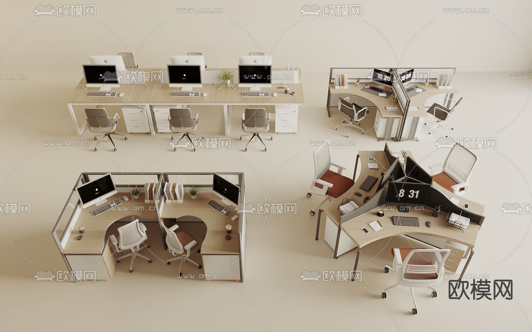 办公桌椅 办公家具3d模型下载