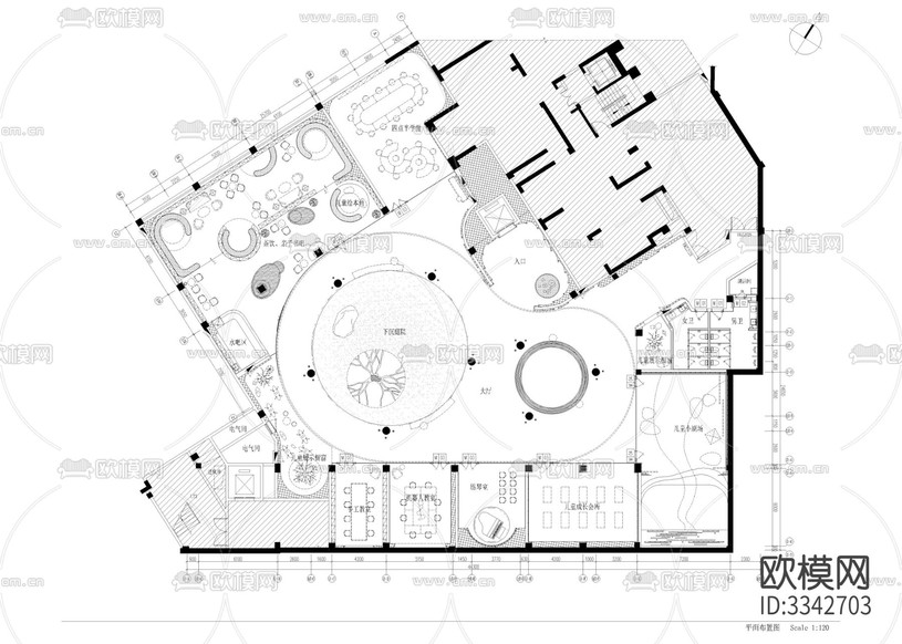 1190㎡親子中心 兒童教育空間cad施工圖下載(渲染圖1)