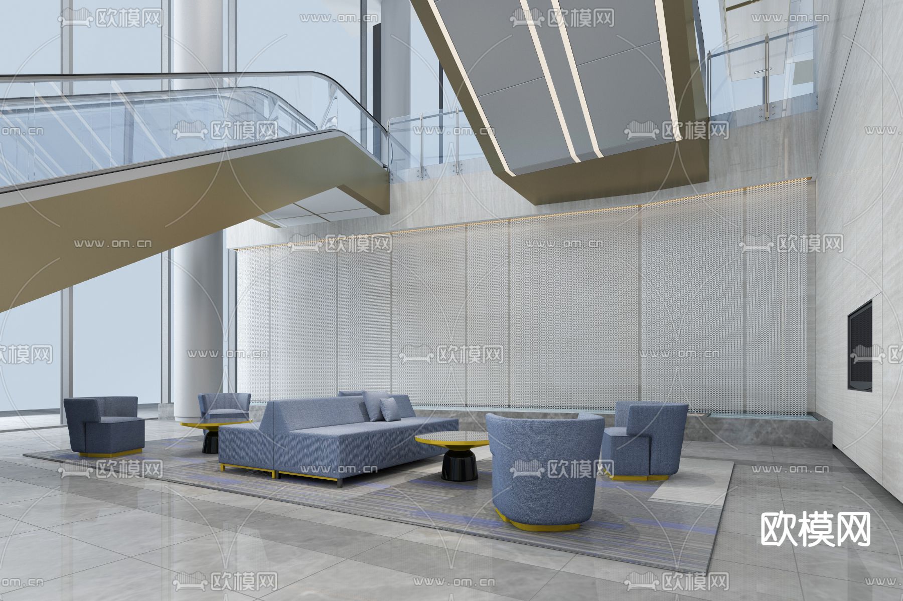 公司大堂 商务大堂3d模型下载（渲染图2）