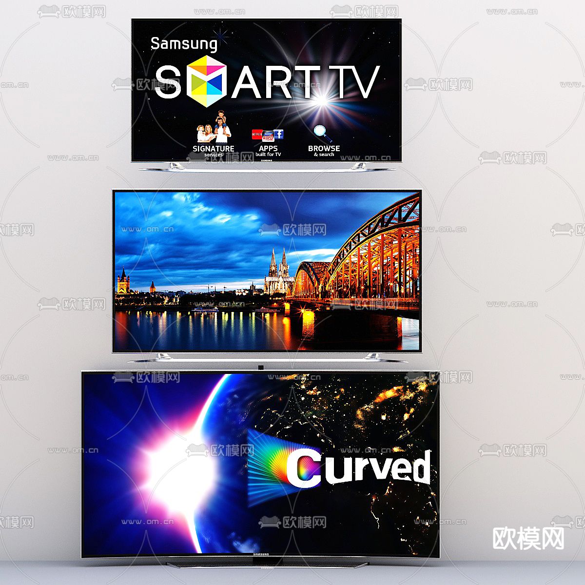 全面屏电视 液晶电视3d模型下载