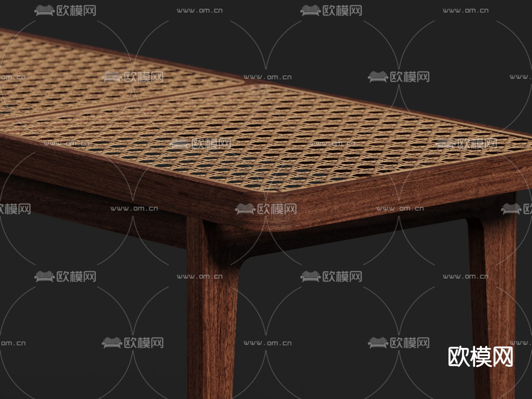 长凳 凳子 藤编凳 条凳3d模型下载（渲染图2）