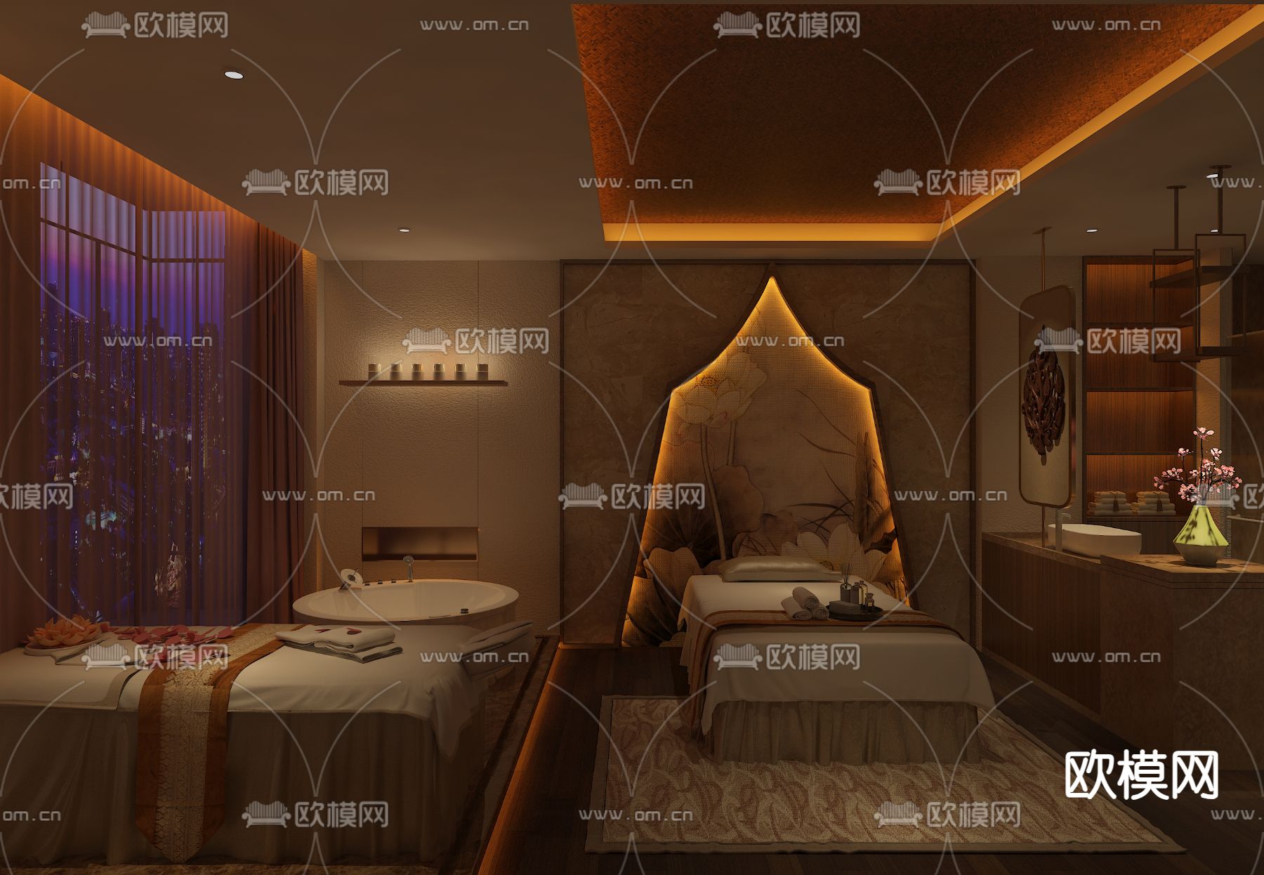 东南亚 SPA护理房 美容院3d模型下载