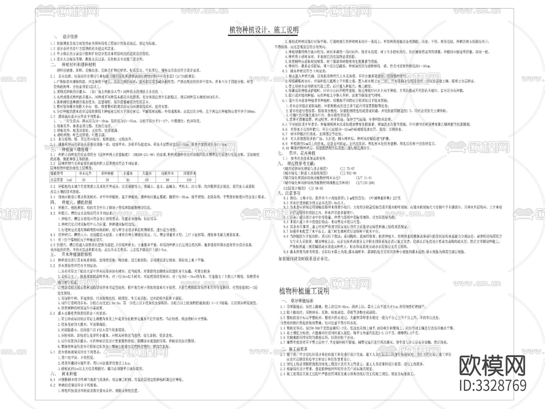 种植设计 施工说明 种植施工做法cad大样图下载（渲染图2）
