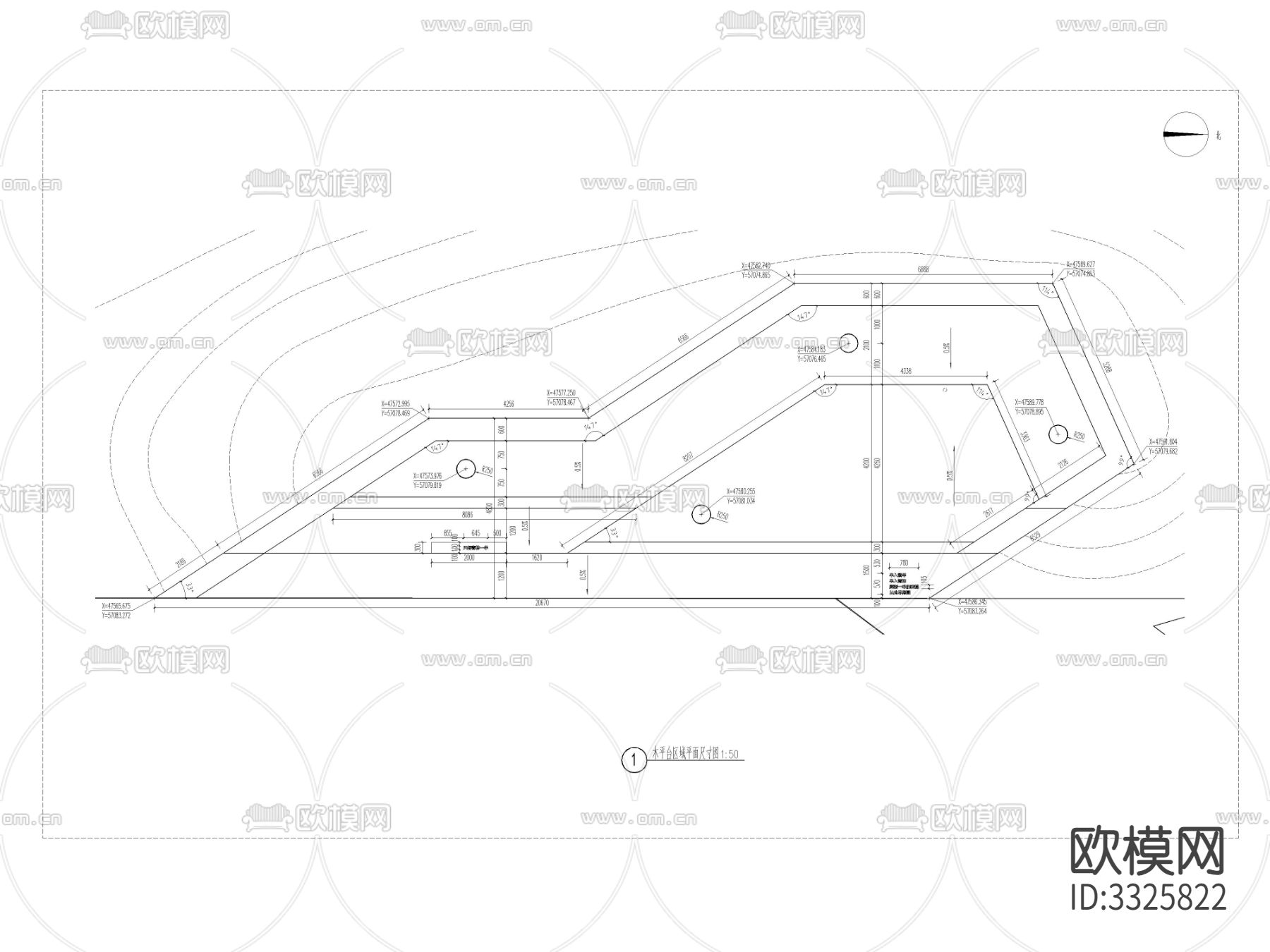 木平台区域cad立面图下载（渲染图2）