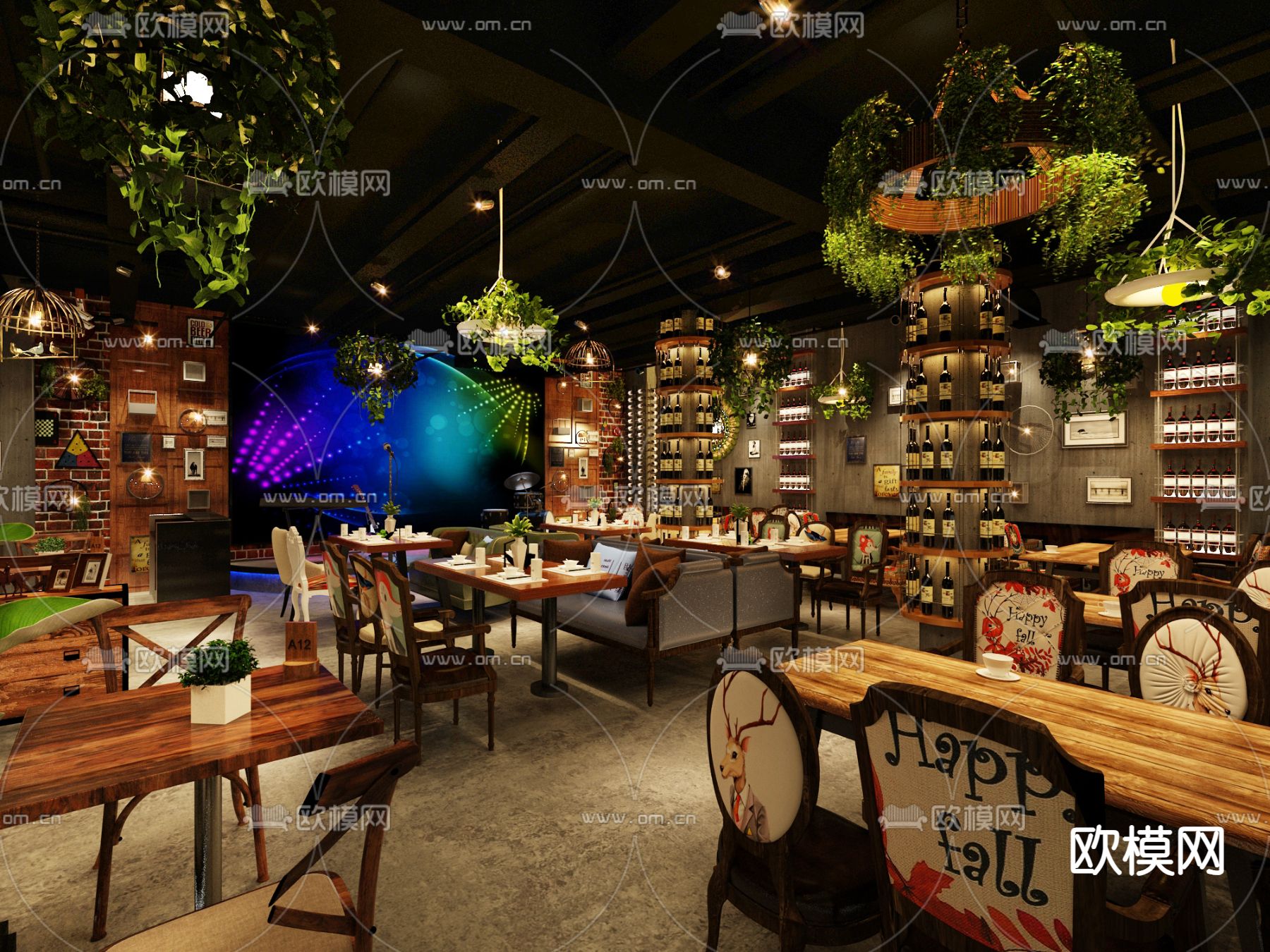 音乐餐厅 餐吧3d模型下载（渲染图2）