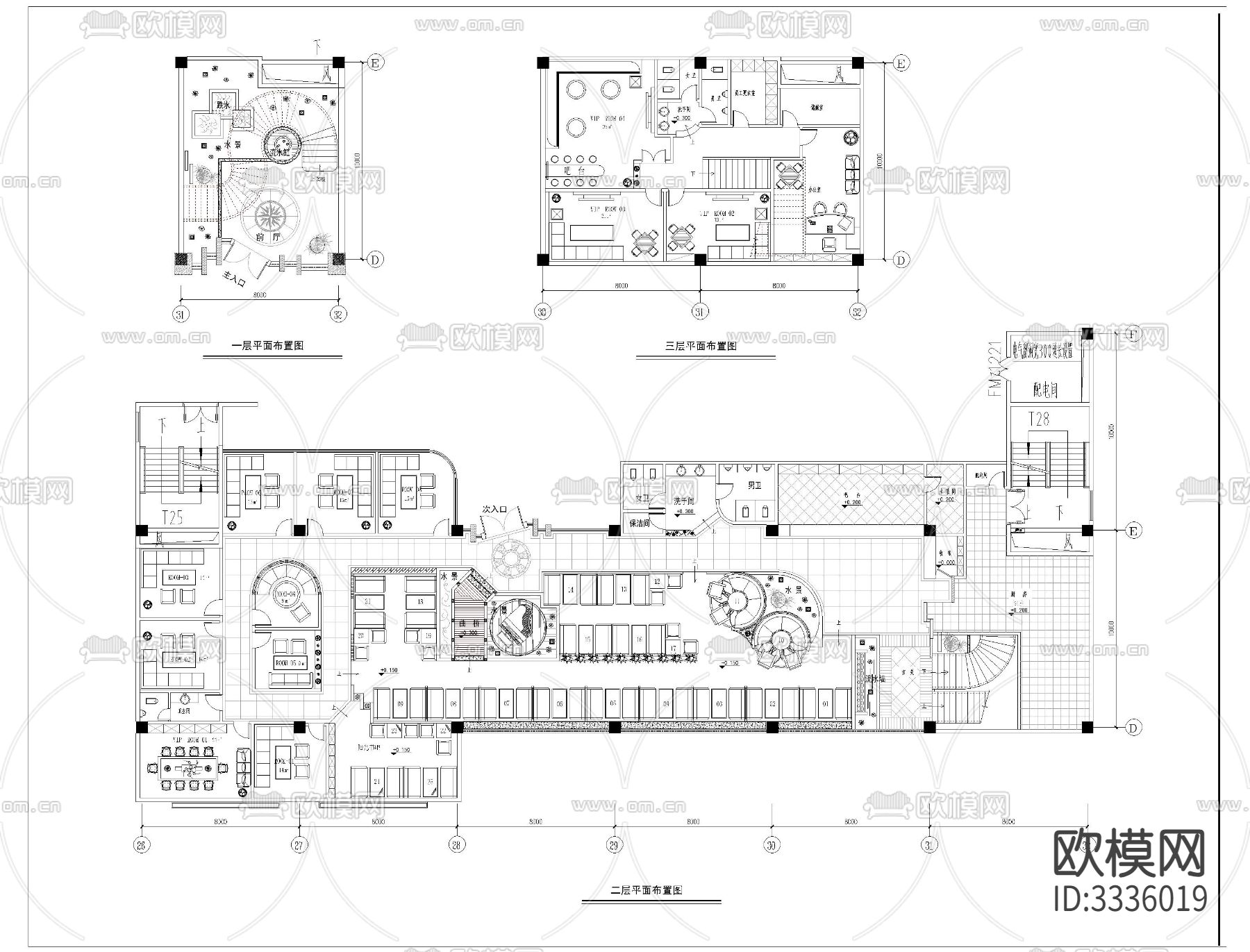 咖啡厅cad施工图下载（渲染图8）