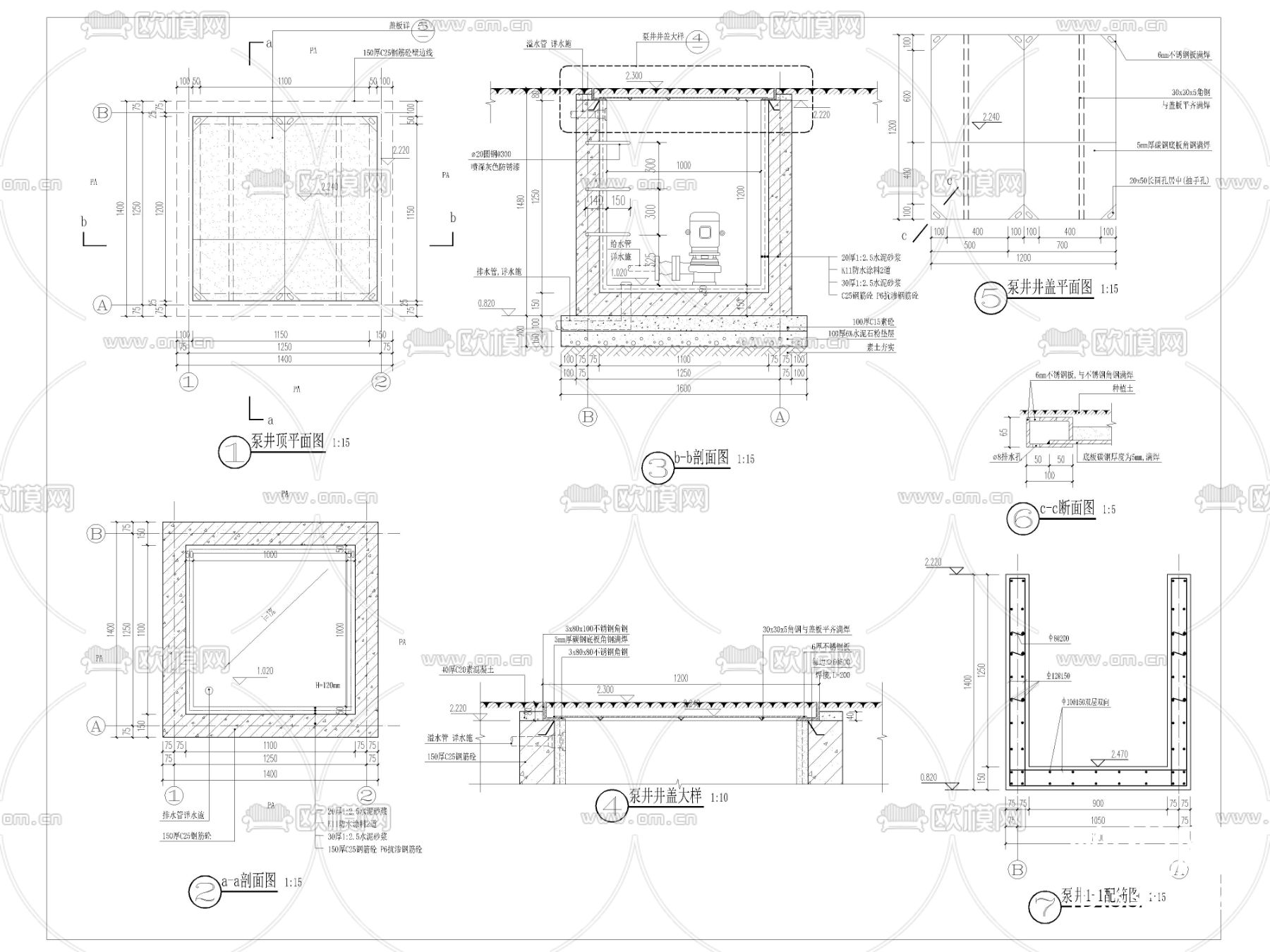 水景详图 平面剖面节点大样图下载（渲染图4）