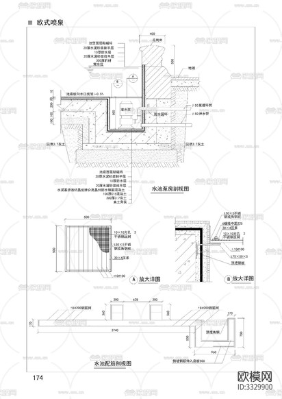 歐式噴泉cad施工圖下載(渲染圖5)