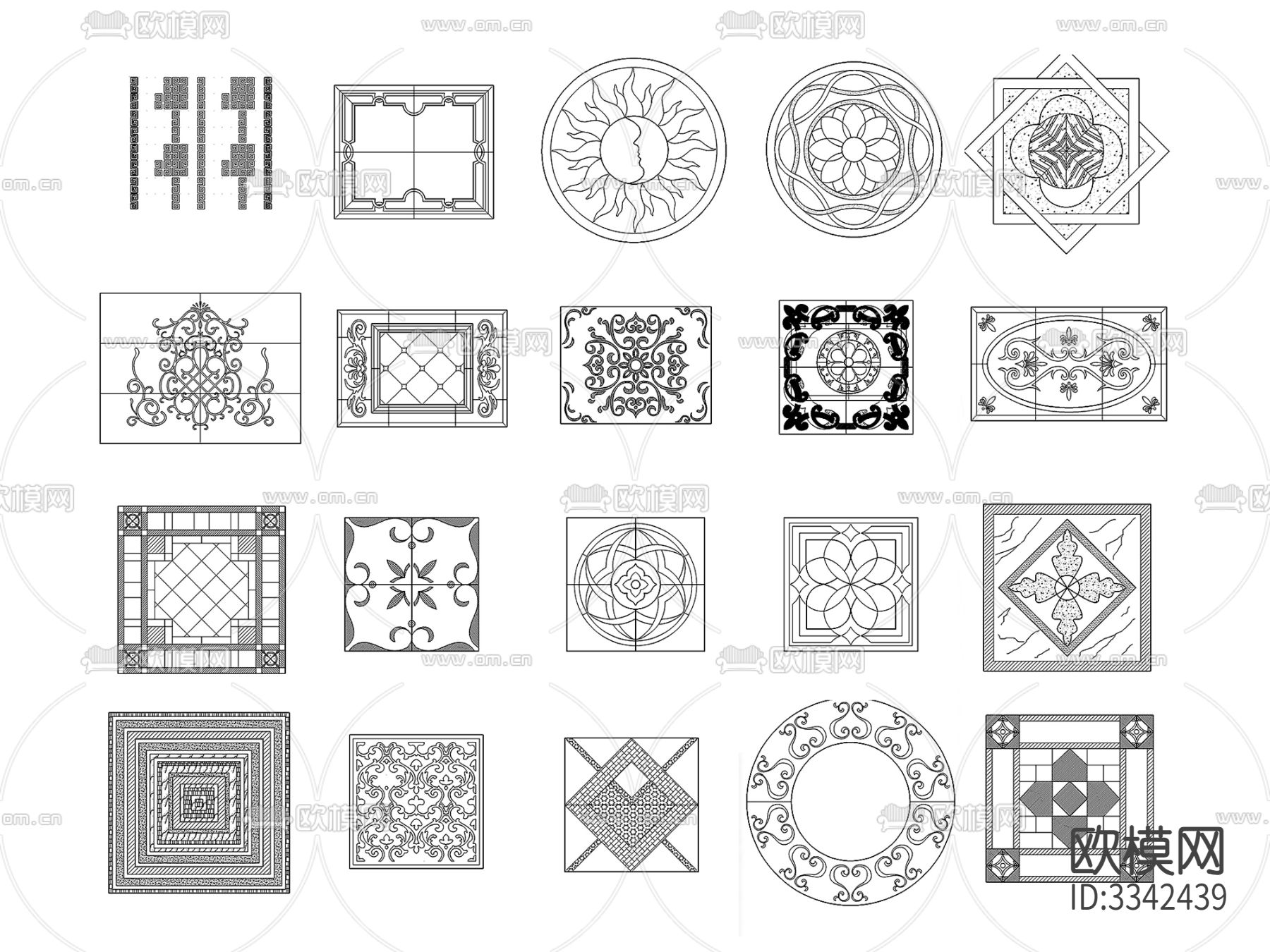 2024年最全地面拼花cad图库下载（渲染图8）