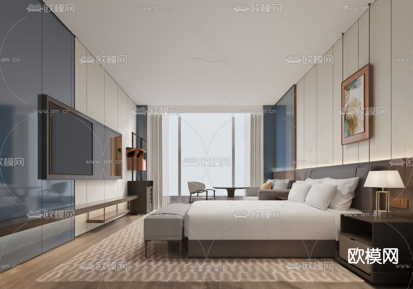 酒店客房 双床房3d模型下载