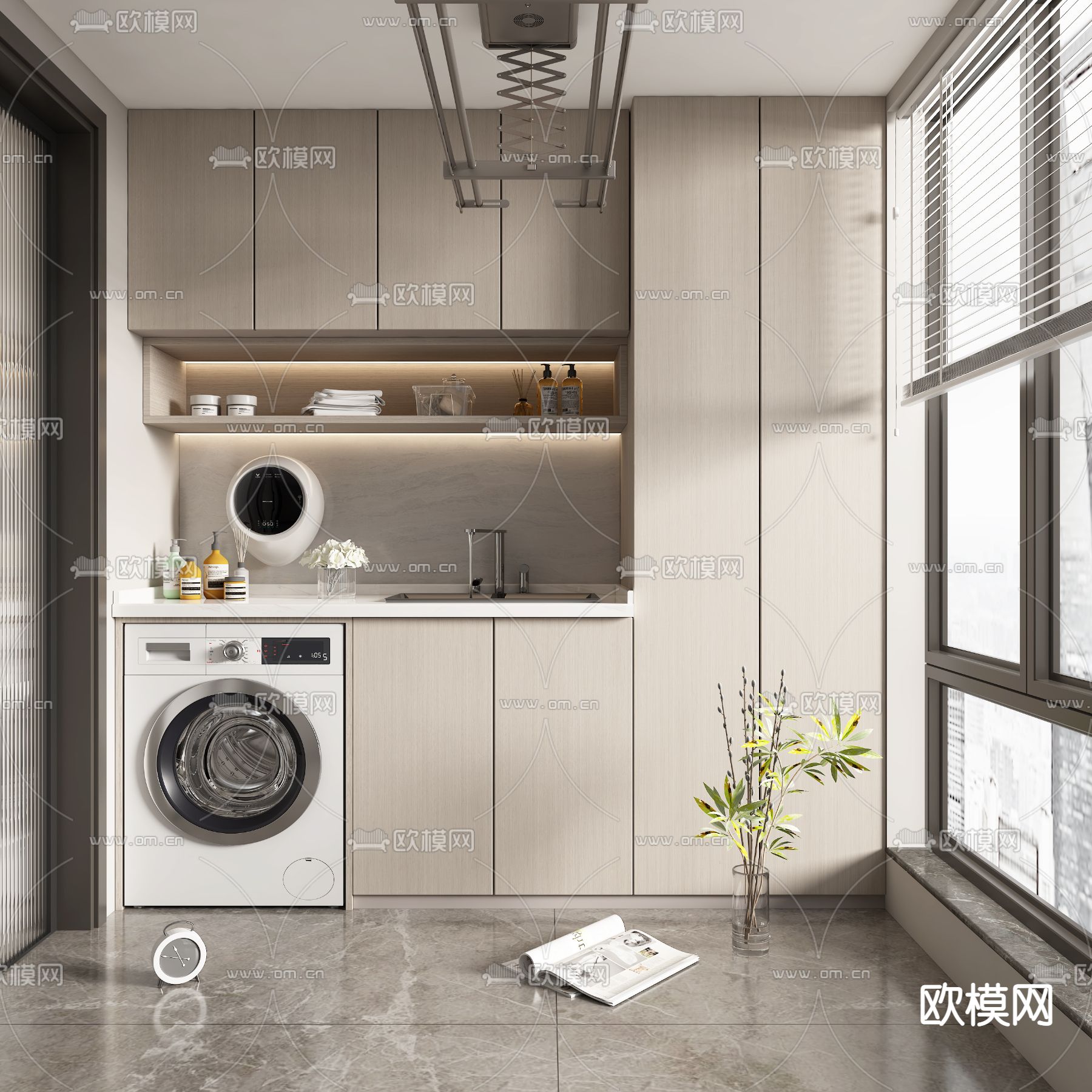 阳台洗衣机柜 洗衣间3d模型下载