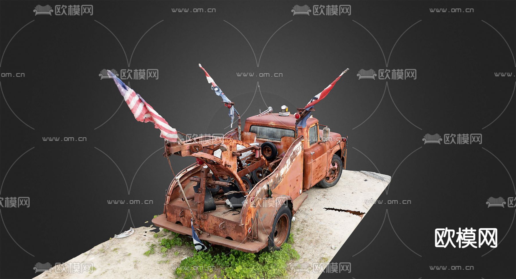 工业风汽车 卡车车头3d模型下载（渲染图3）