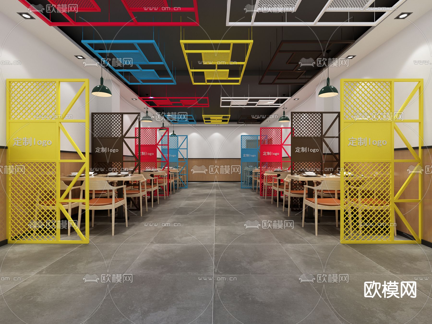 工业风快餐厅3d模型下载（渲染图1）