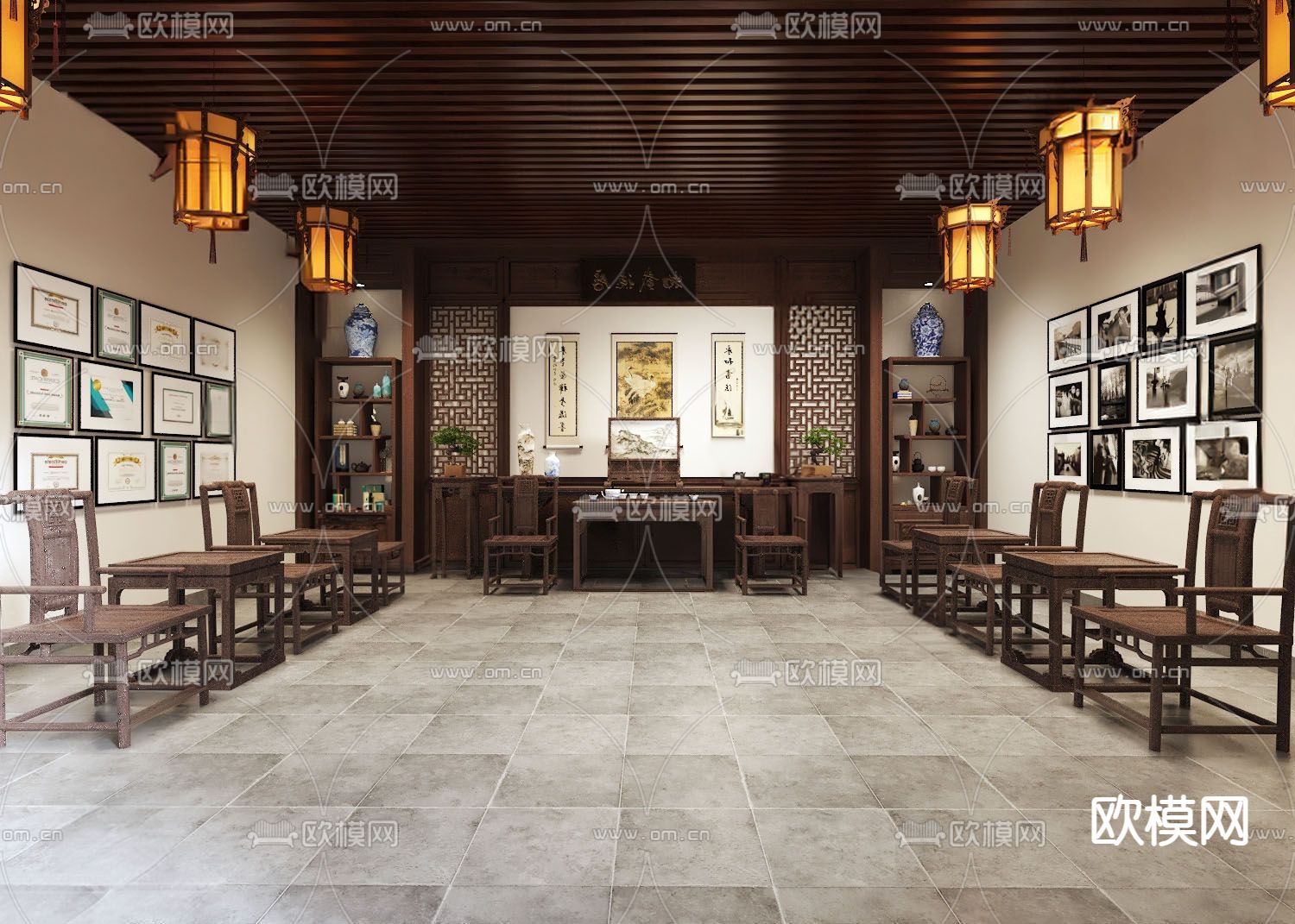 中式客厅 中堂3d模型下载