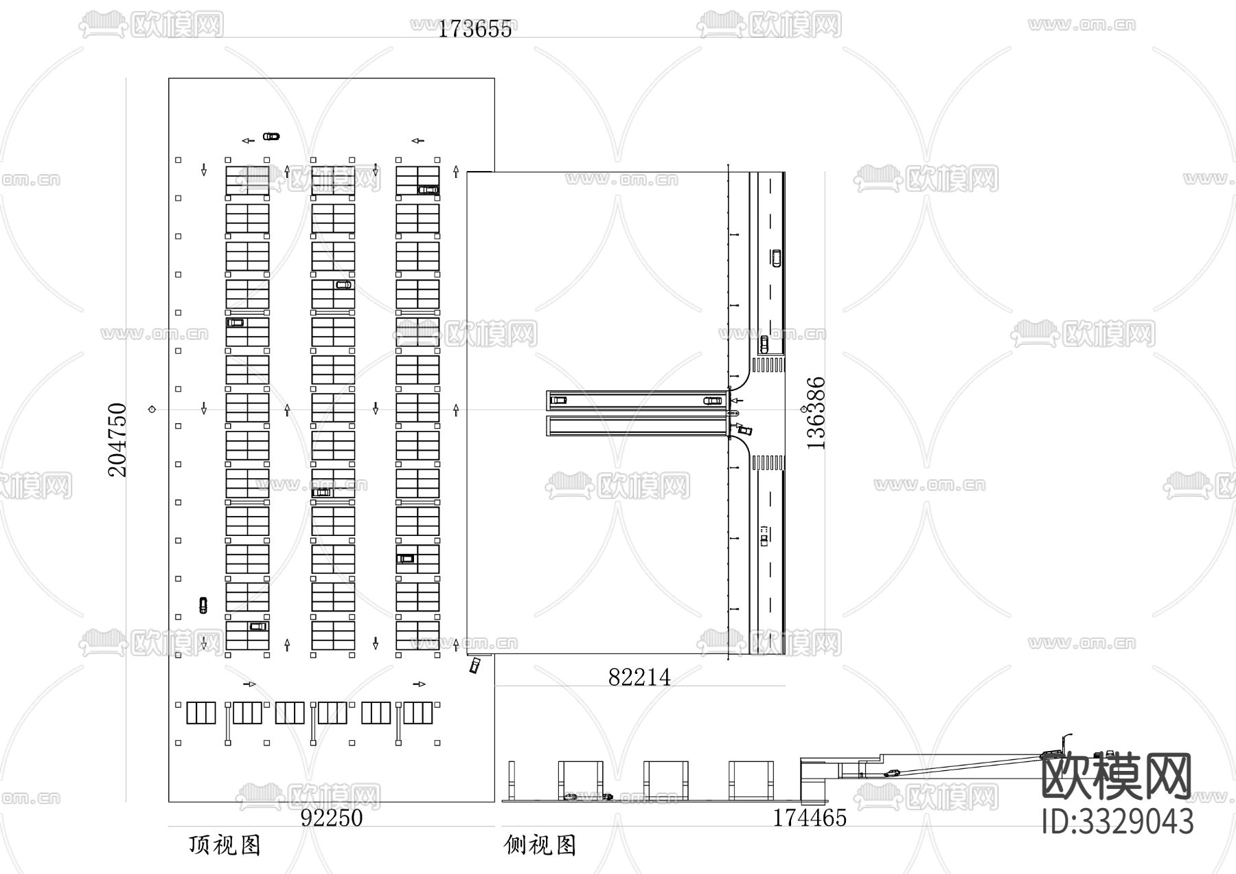 带坡道的地下停车场cad施工图下载