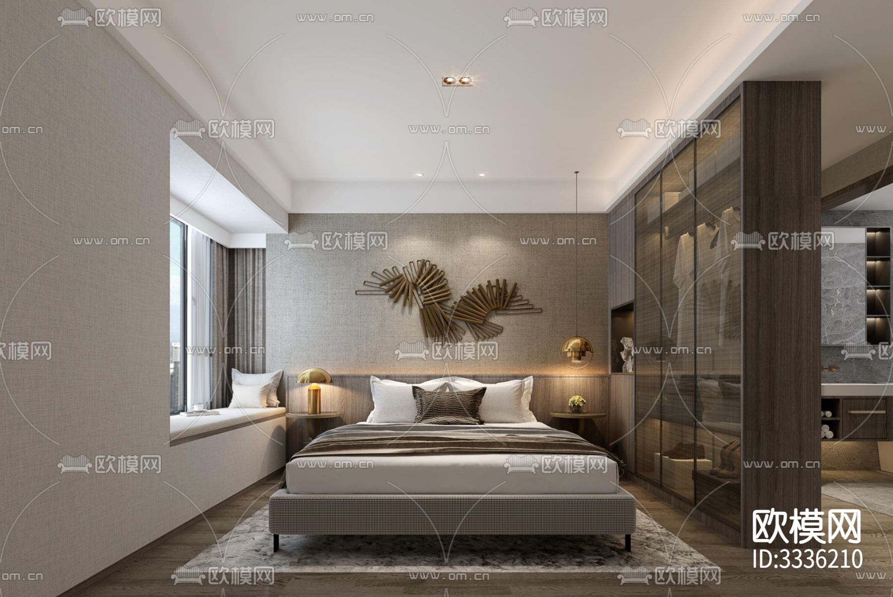 矩阵纵横-青岛天一仁和样板房A户型+效果图cad施工图下载（渲染图3）