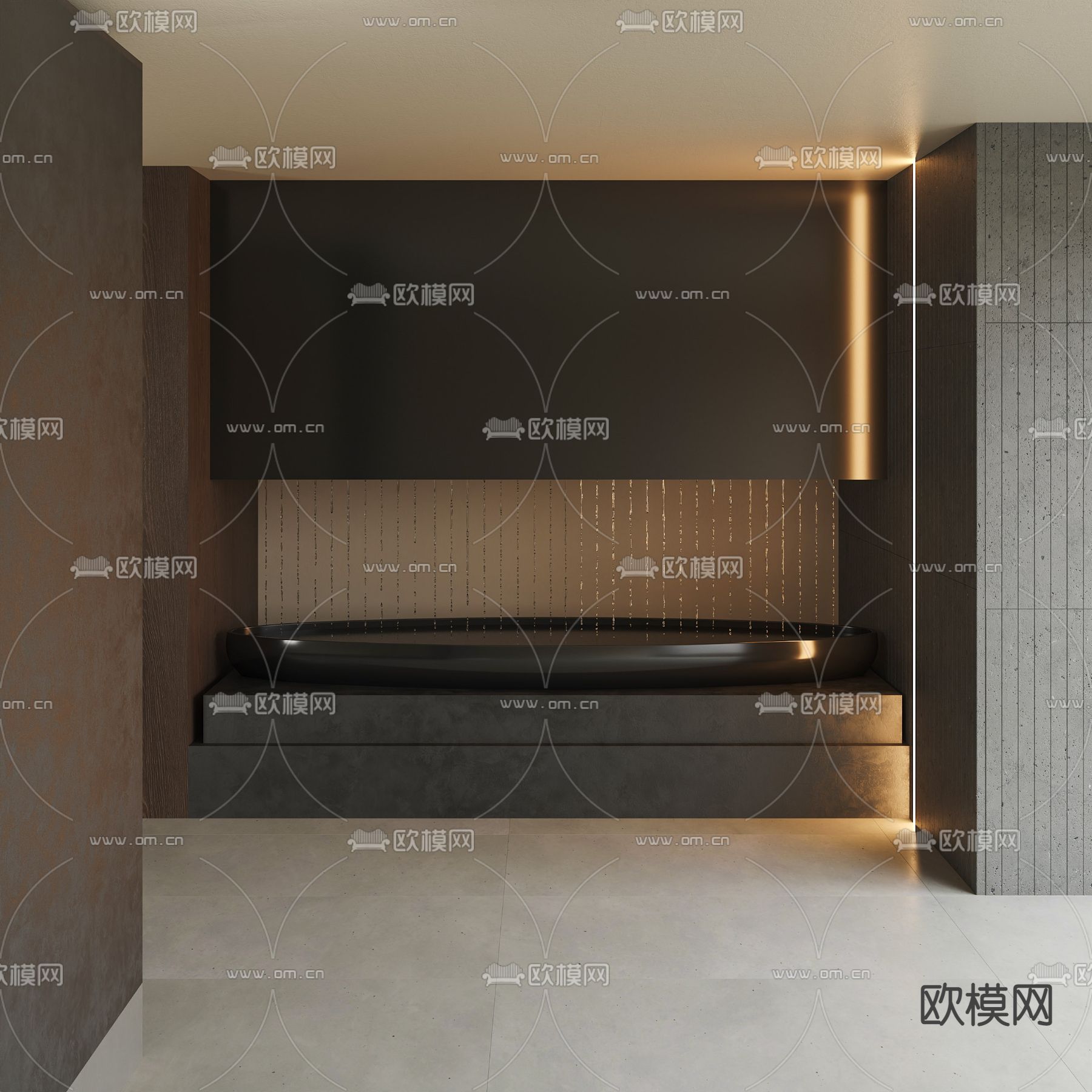 入户景观造景 叠水景墙3d模型下载