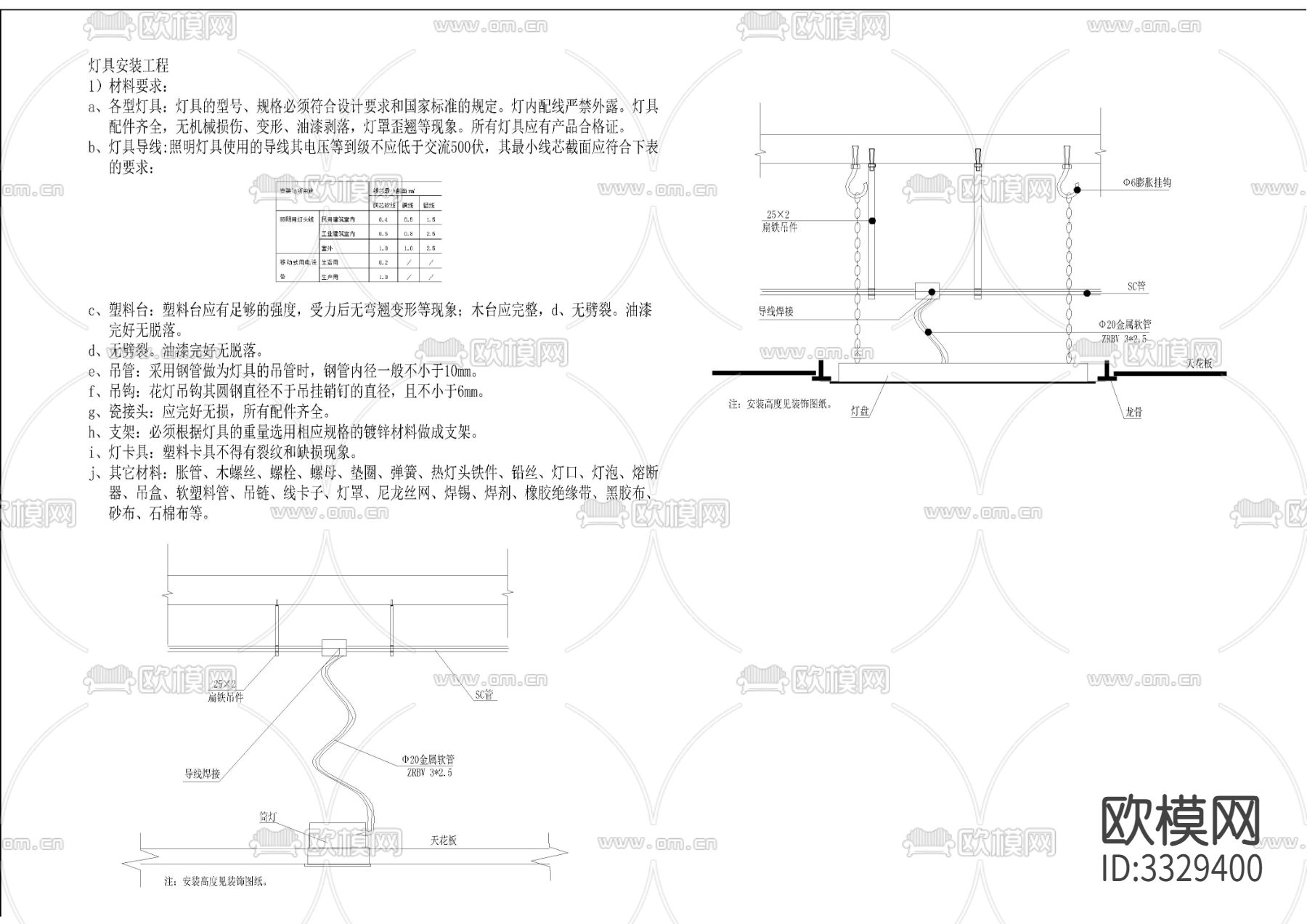 电气设计说明及安装详图CAD图库下载（渲染图2）