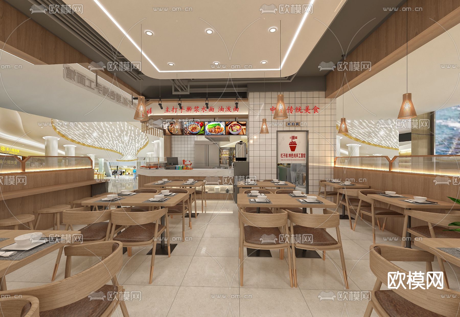 原木风面馆 手工面馆3d模型下载（渲染图3）