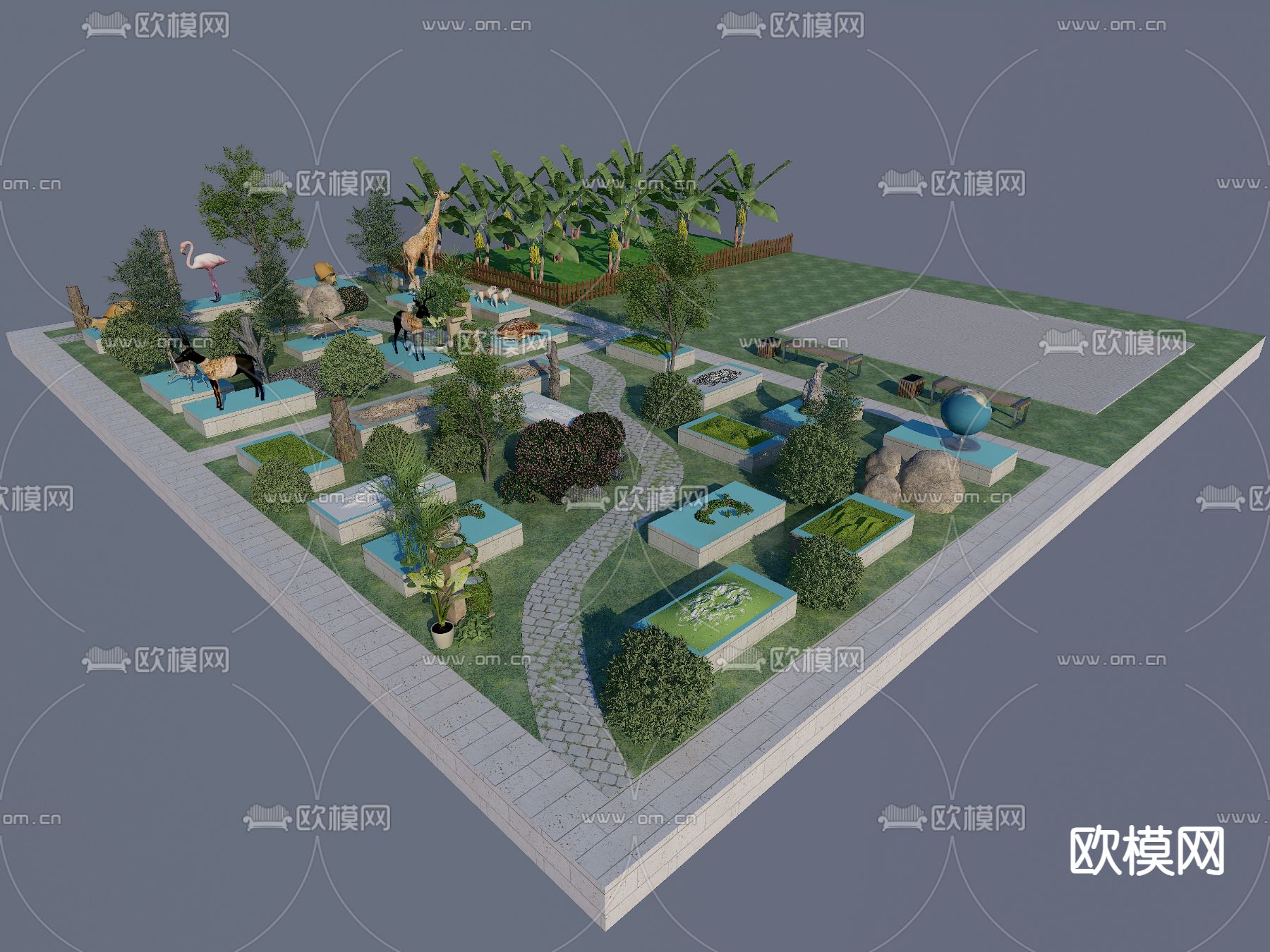 公园景观 口袋公园3d模型下载