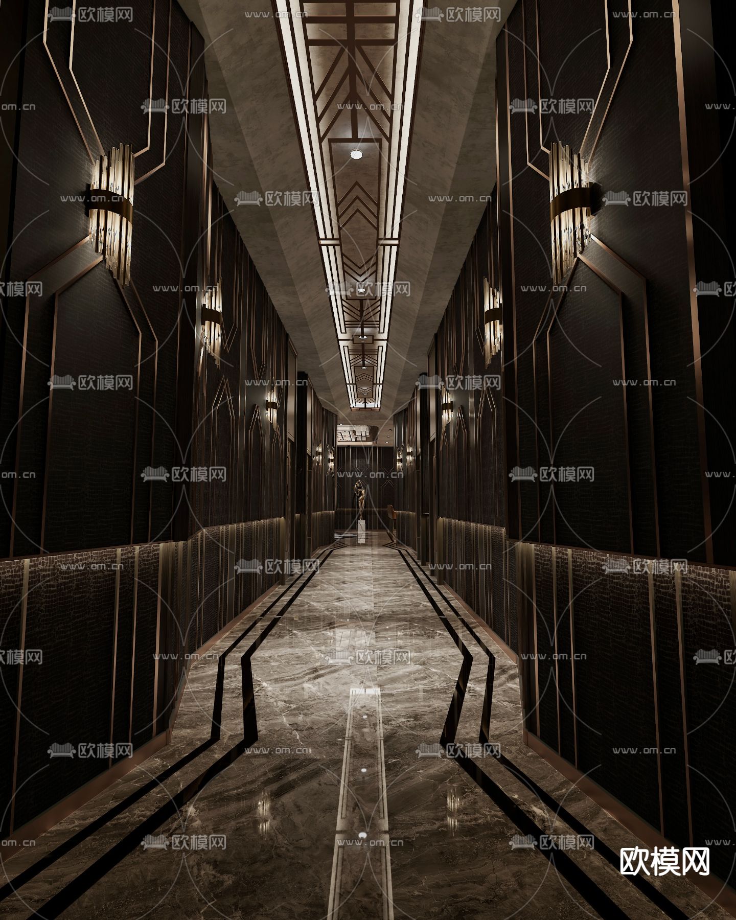 轻奢KTV大堂 水吧区 走廊3d模型下载（渲染图2）