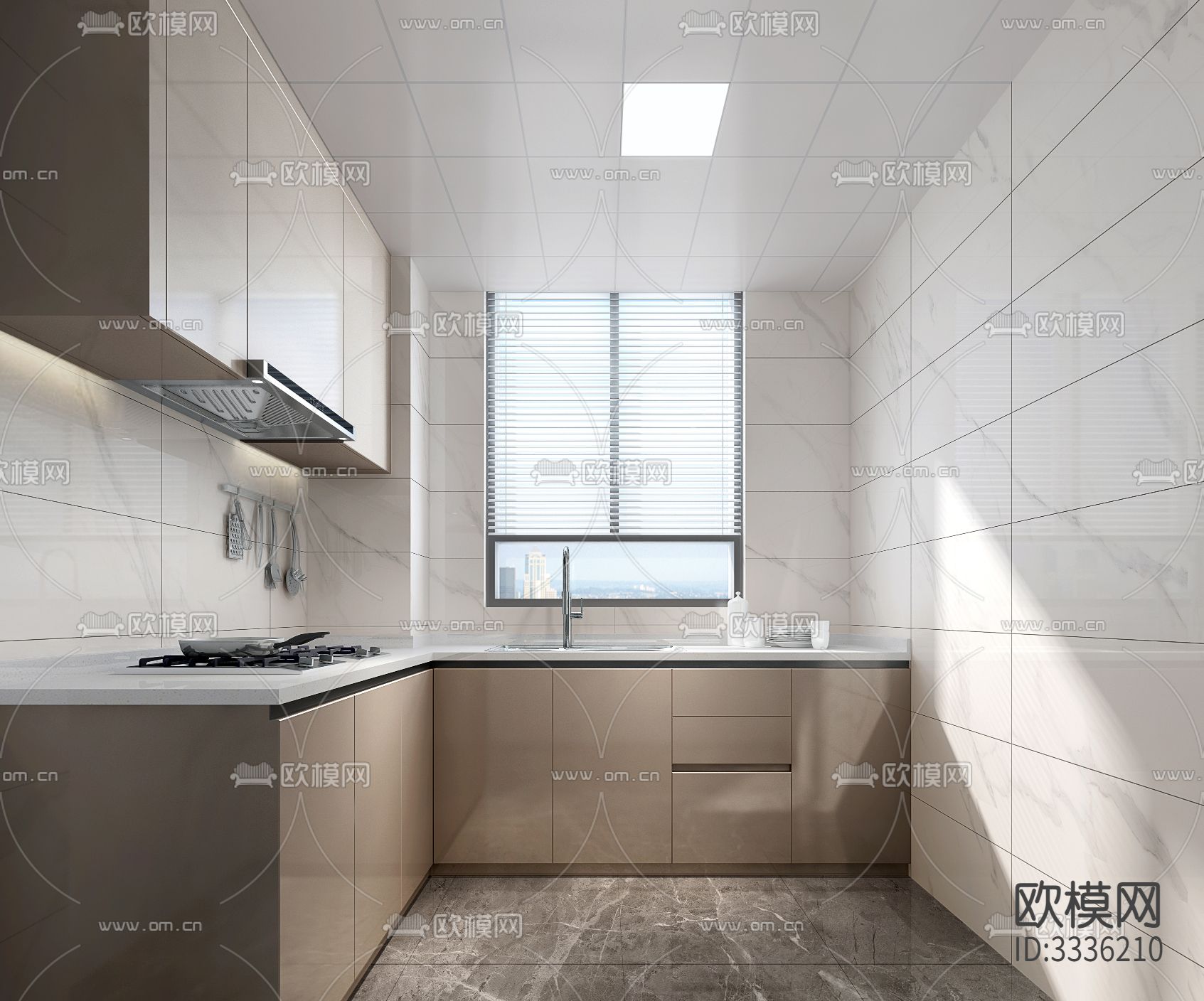 矩阵纵横-青岛天一仁和样板房A户型+效果图cad施工图下载（渲染图5）