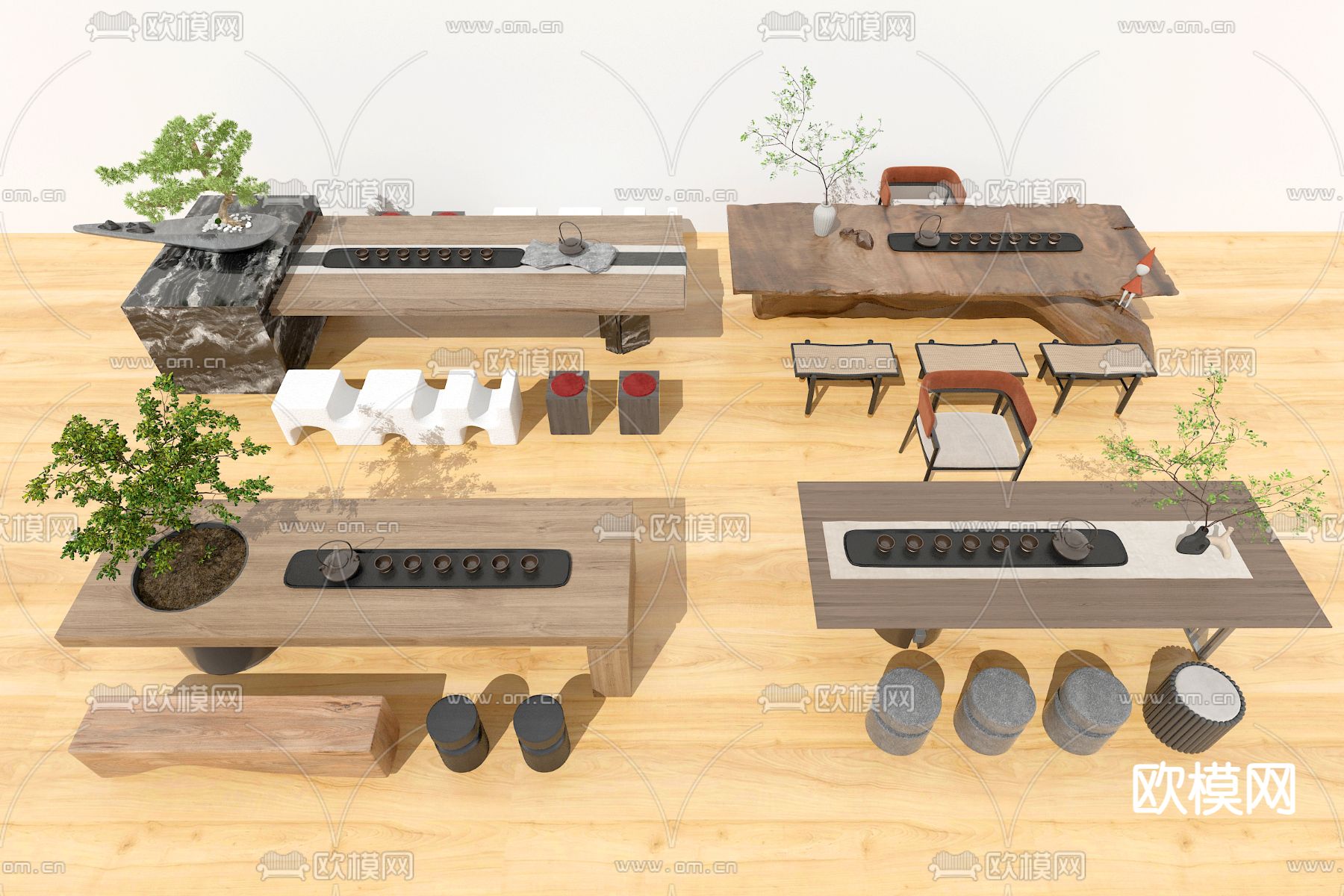 榻榻米茶桌免费3d模型下载