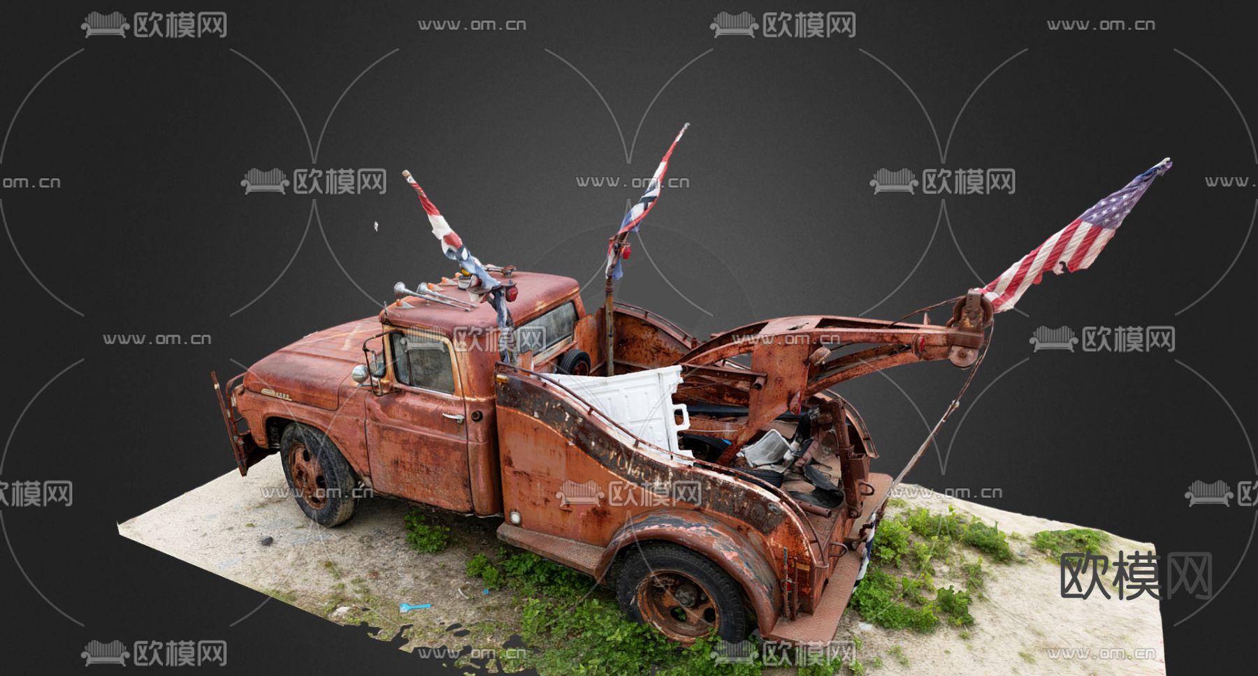 工业风汽车 卡车车头3d模型下载（渲染图2）