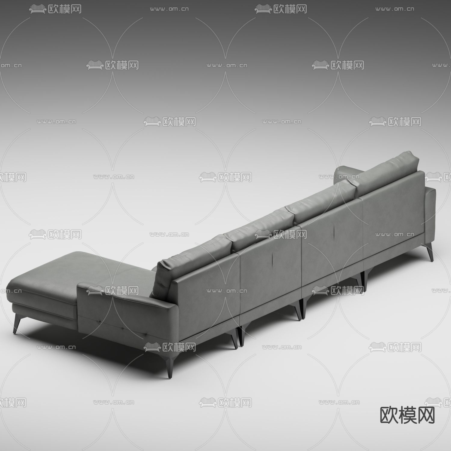 转角沙发 皮革沙发3d模型下载（渲染图2）