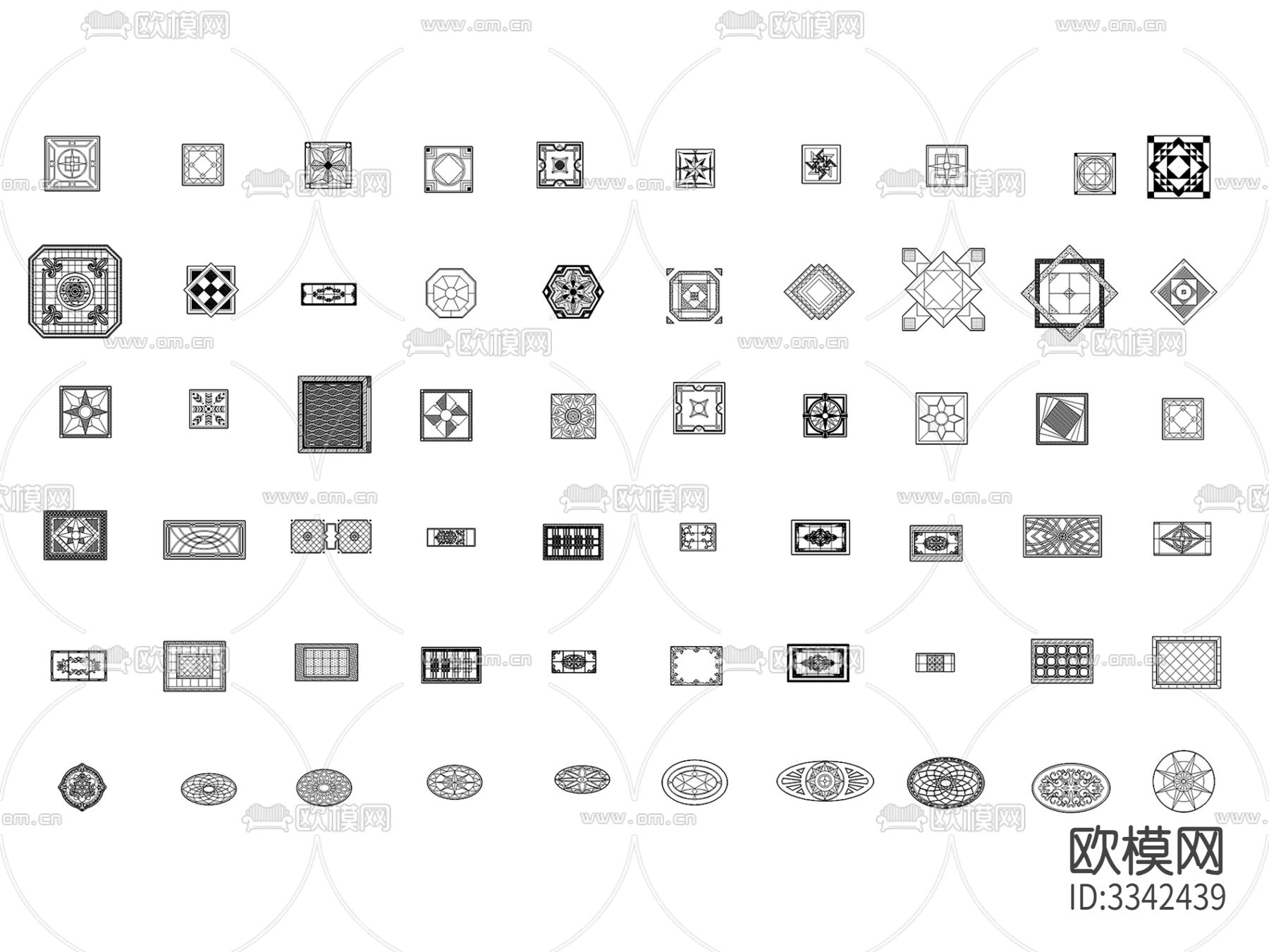 2024年最全地面拼花cad图库下载（渲染图3）